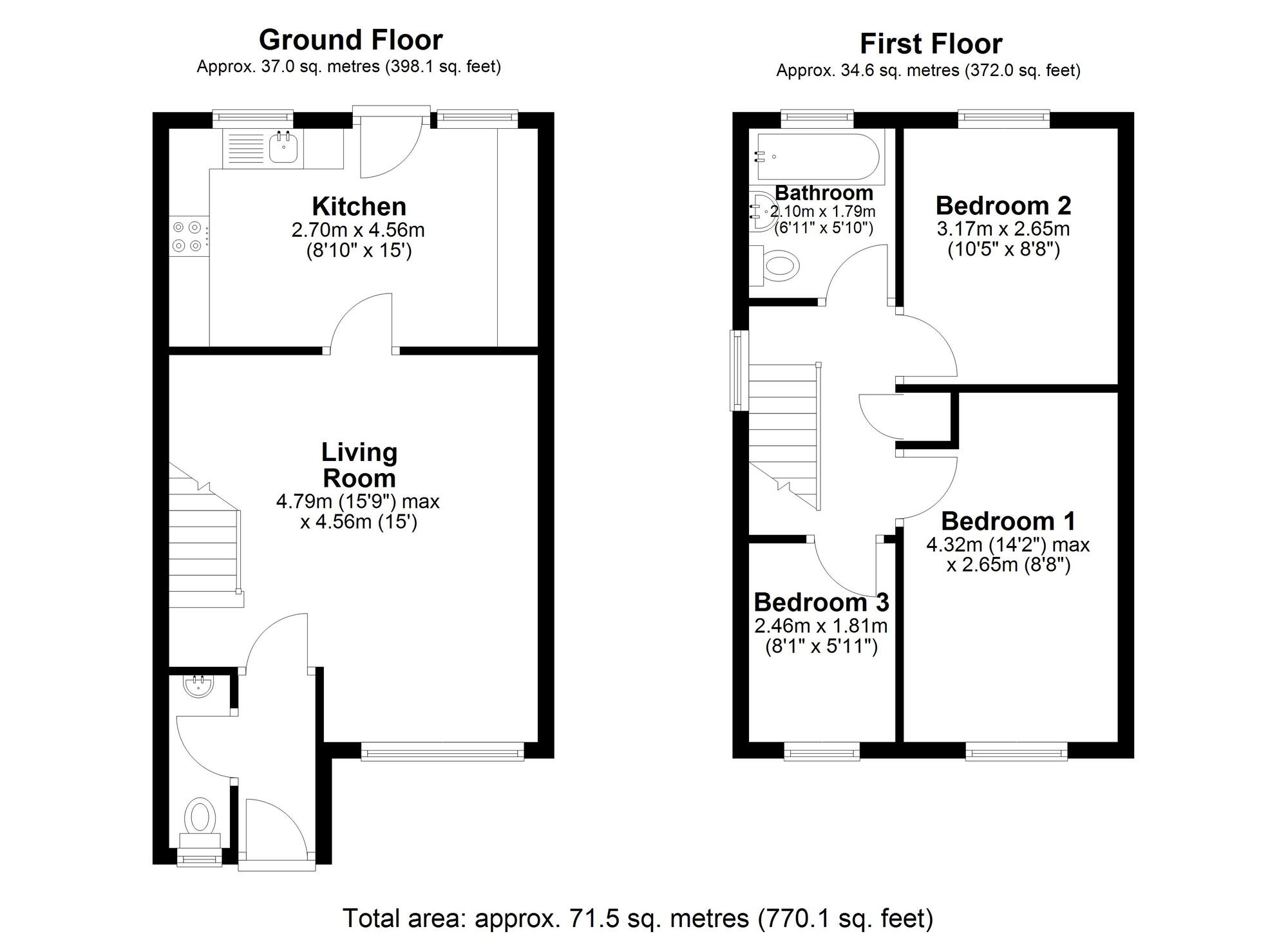 Floorplan of 3 bedroom Semi Detached House for sale, Melbeck Drive, Ouston, Durham, DH2