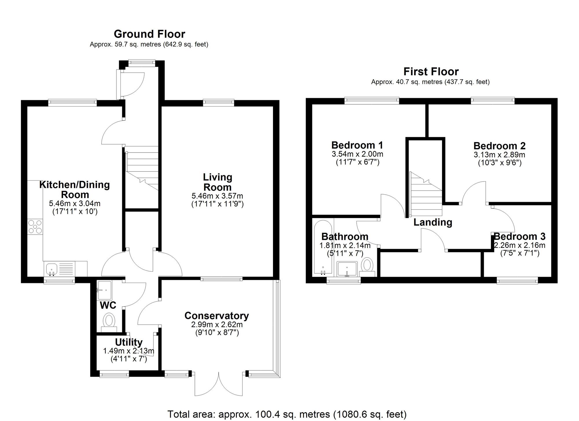 Floorplan of 3 bedroom End Terrace House for sale, Gainford, Chester Le Street, Durham, DH2
