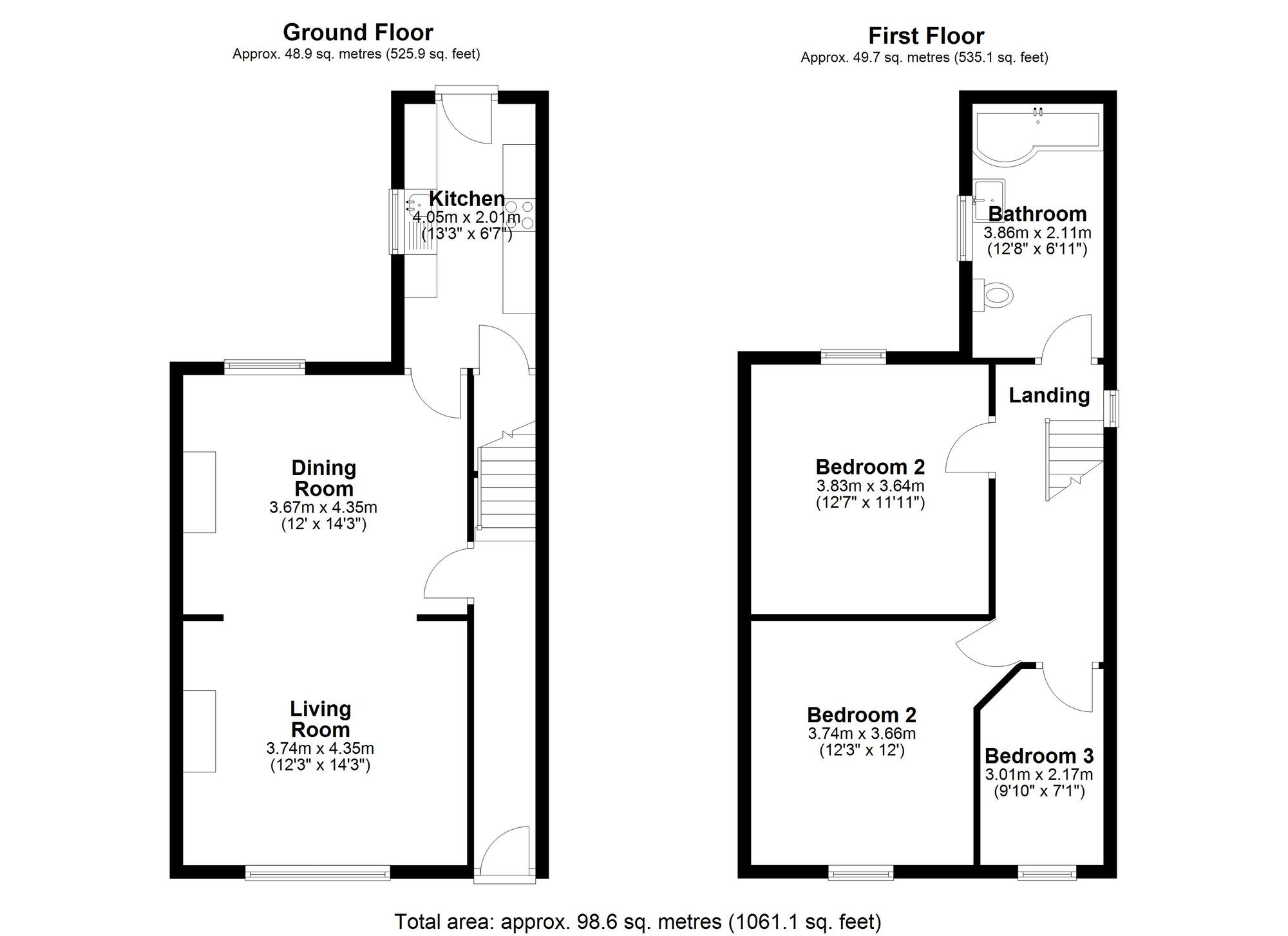 Floorplan of 3 bedroom End Terrace House for sale, Broadwood View, Chester Le Street, Durham, DH3