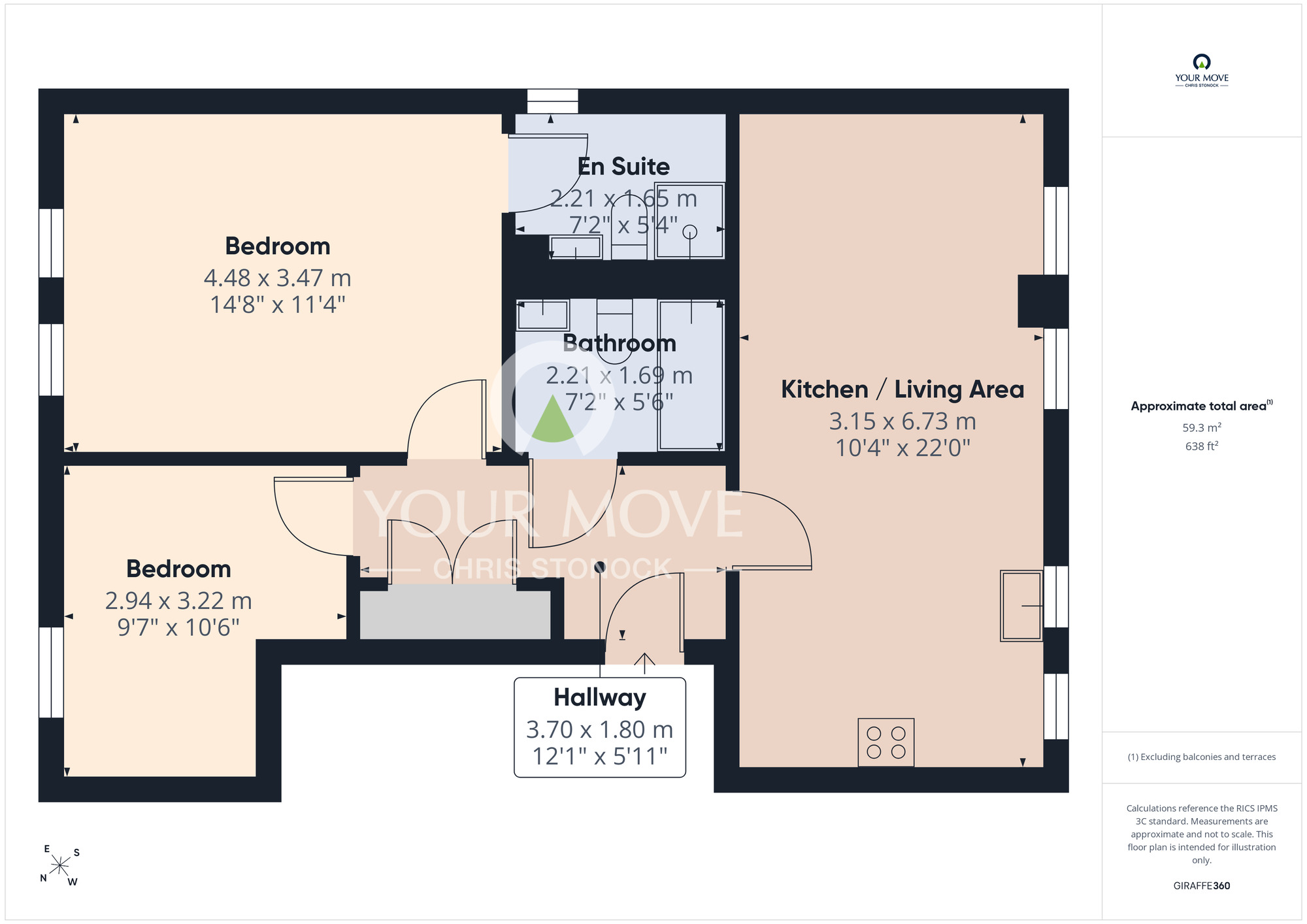 Floorplan of 2 bedroom Flat for sale, Sandringham Court, County Durham, DH3