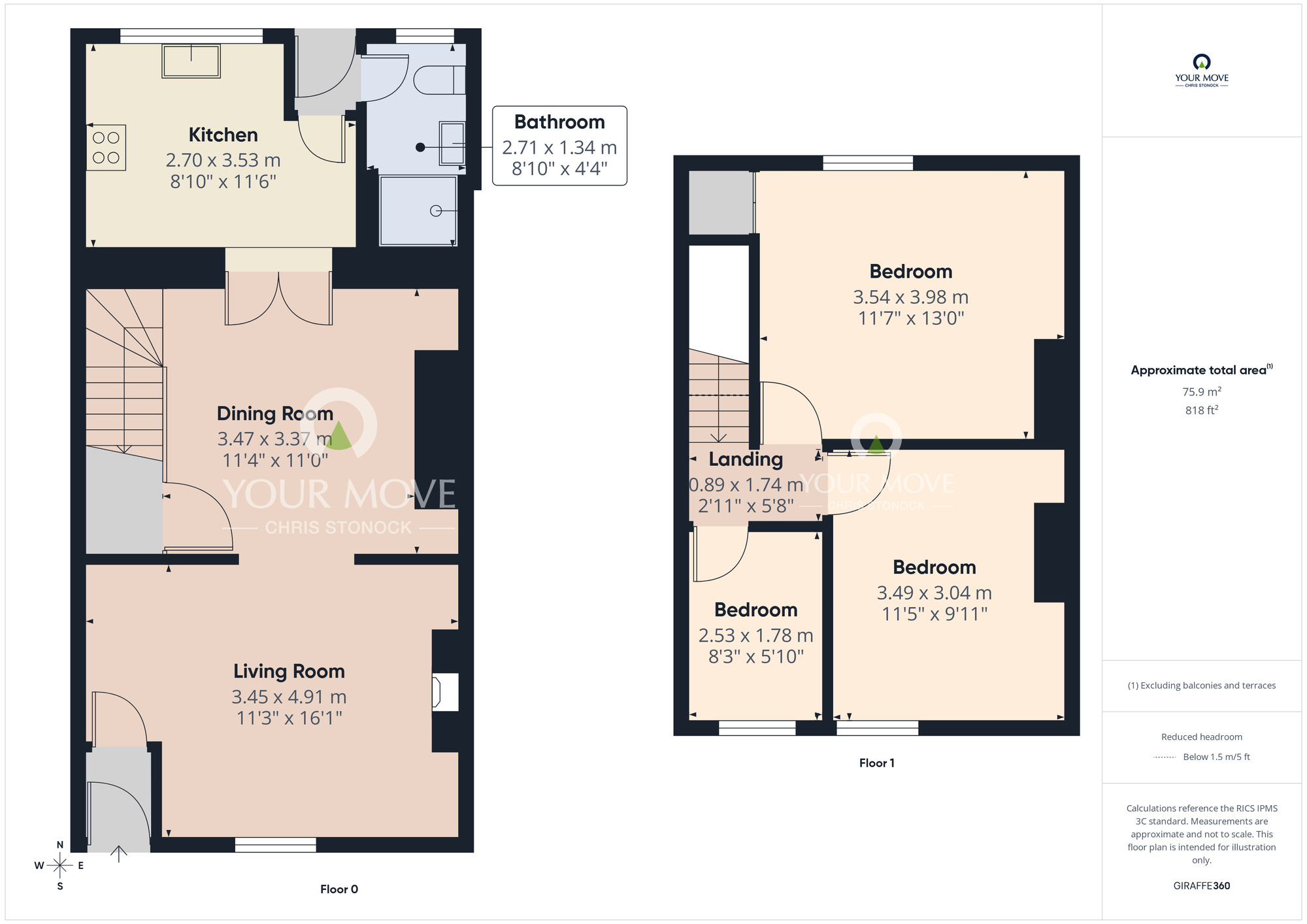 Floorplan of 3 bedroom Mid Terrace House for sale, Provident Street, Pelton, Durham, DH2