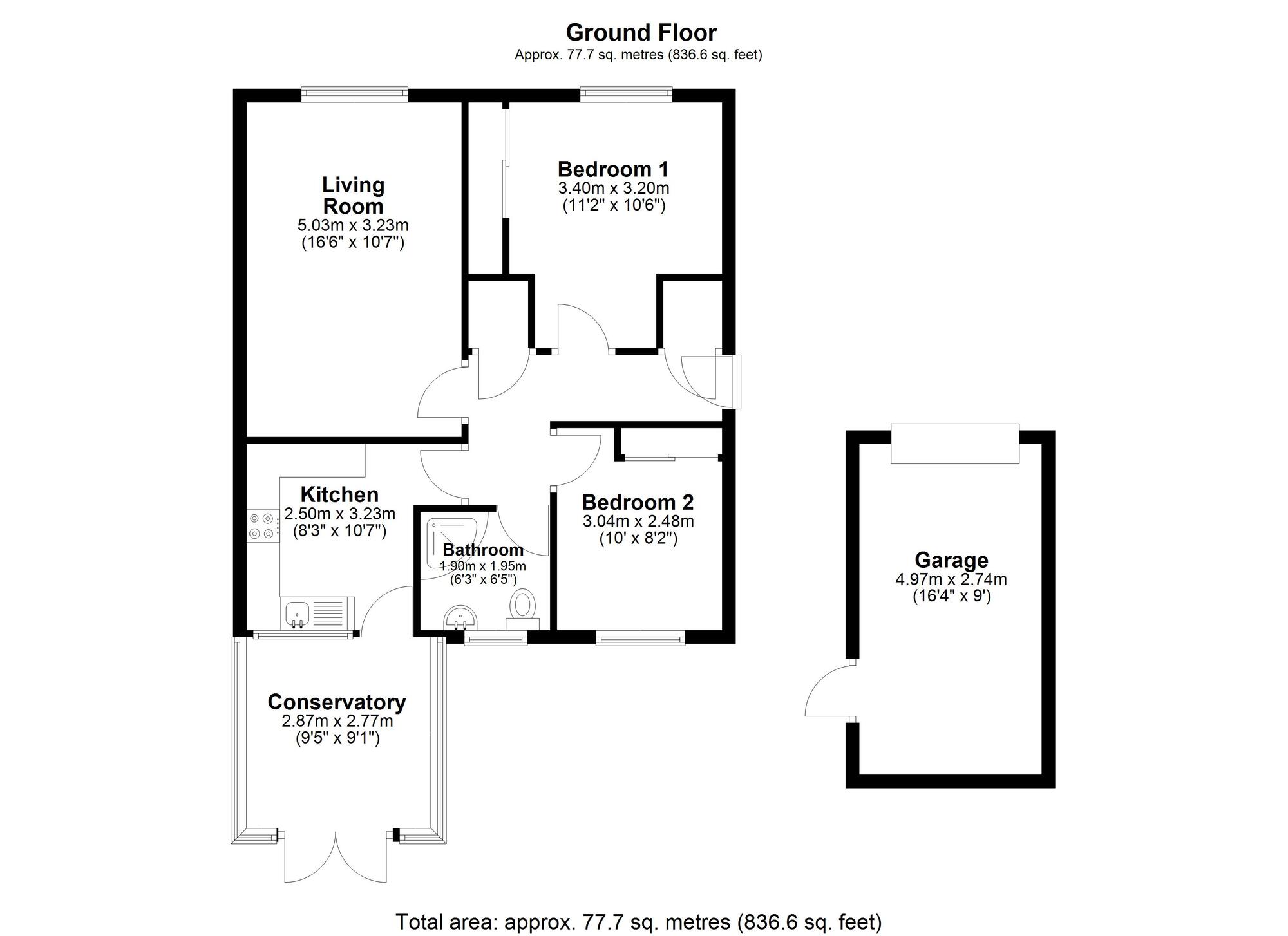 Floorplan of 2 bedroom Semi Detached Bungalow for sale, Shillmoor Close, Chester Le Street, Durham, DH2