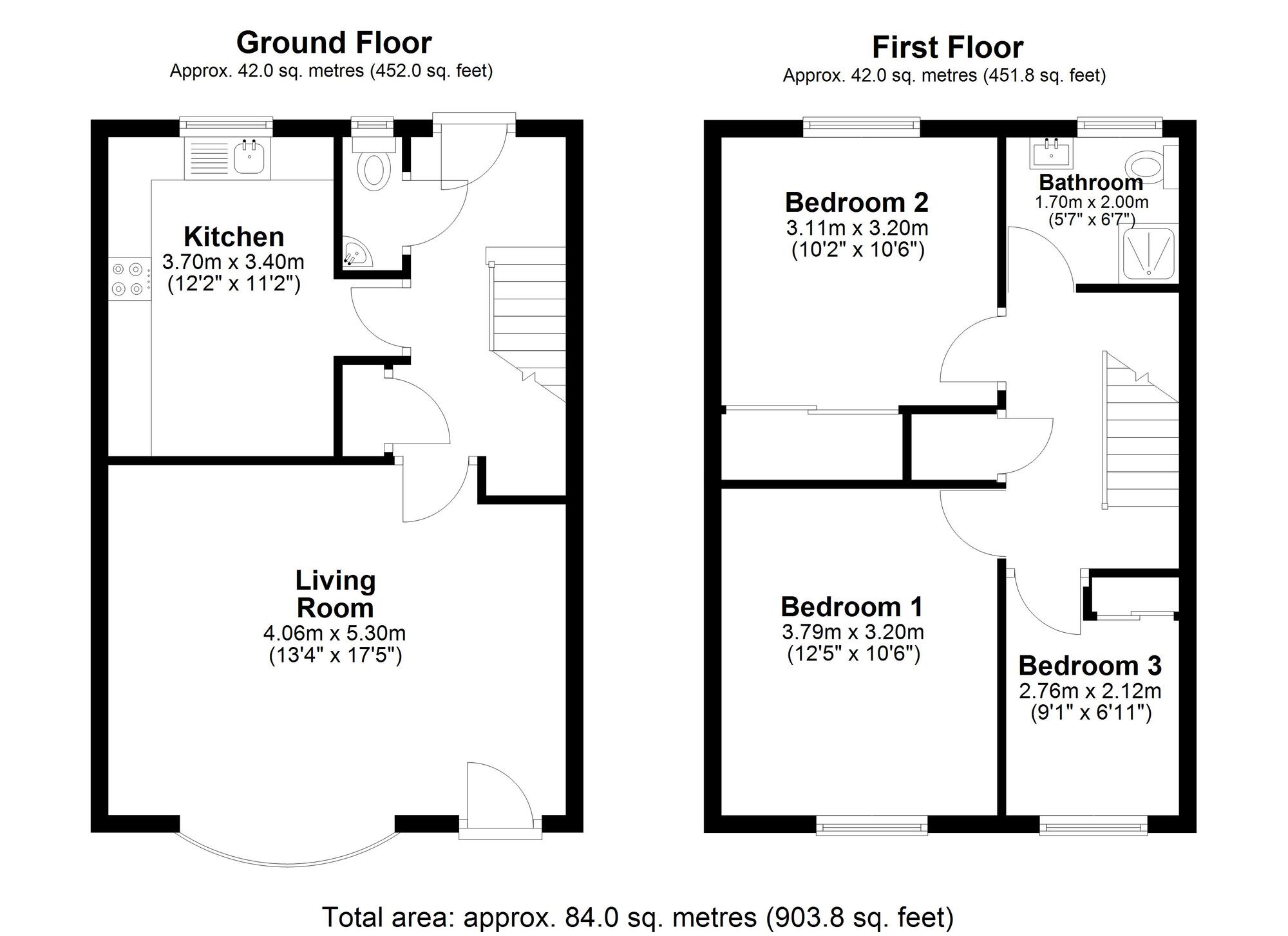 Floorplan of 3 bedroom End Terrace House for sale, Gairloch Drive, Pelton, Durham, DH2