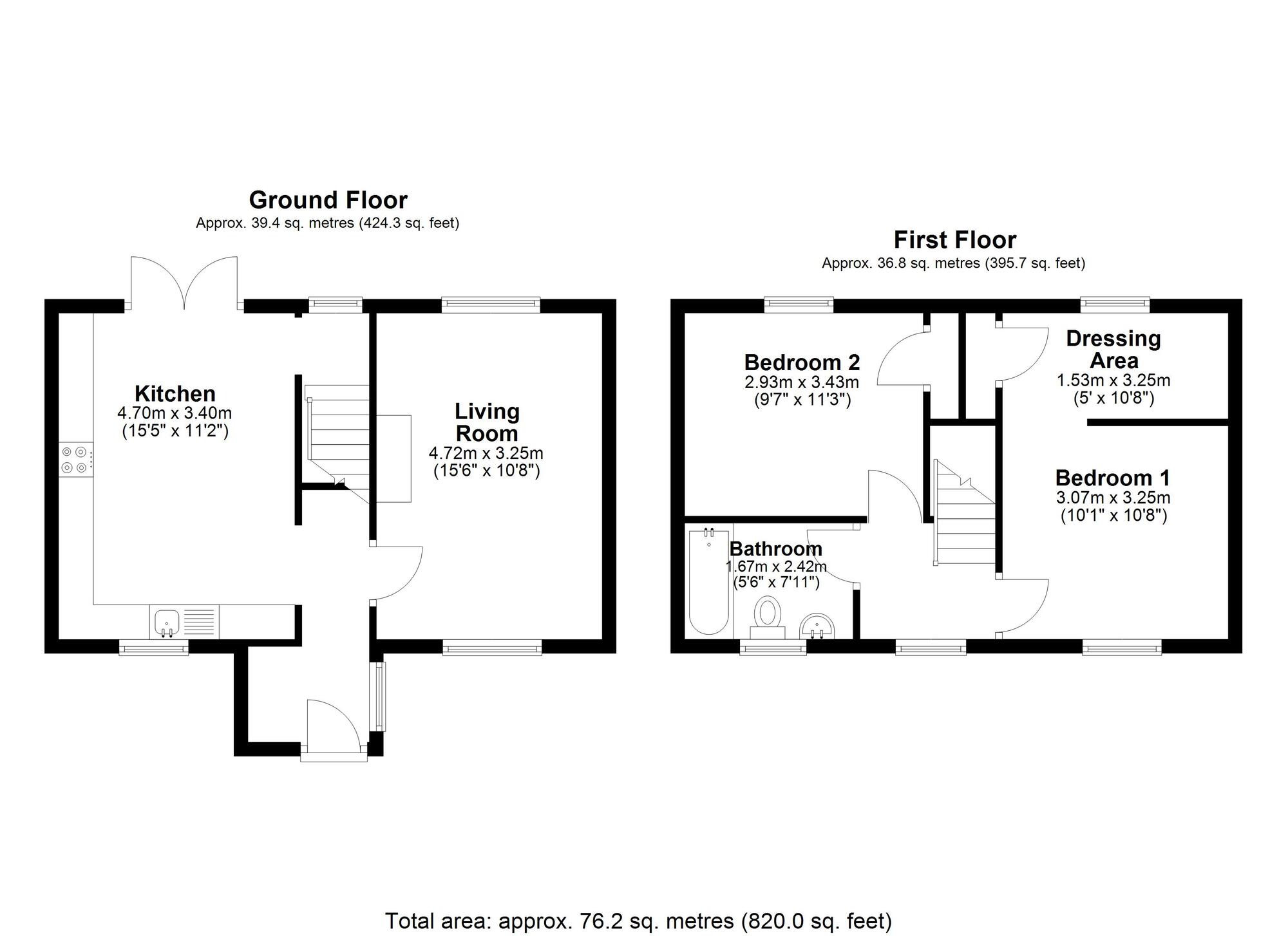 Floorplan of 2 bedroom Mid Terrace House for sale, Southfield, Pelton, Durham, DH2