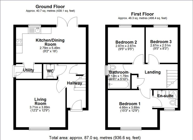 Floorplan of 3 bedroom Detached House for sale, Buckingham Walk, Newfield, Durham, DH2