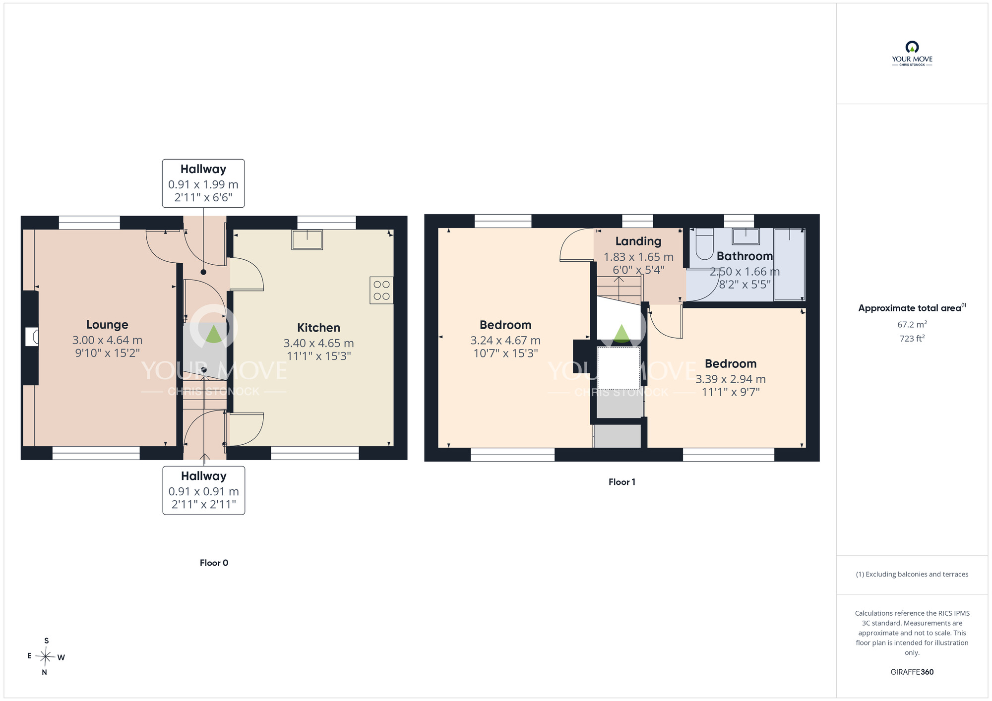 Floorplan of 2 bedroom Semi Detached House for sale, The Brooms, Ouston, Durham, DH2