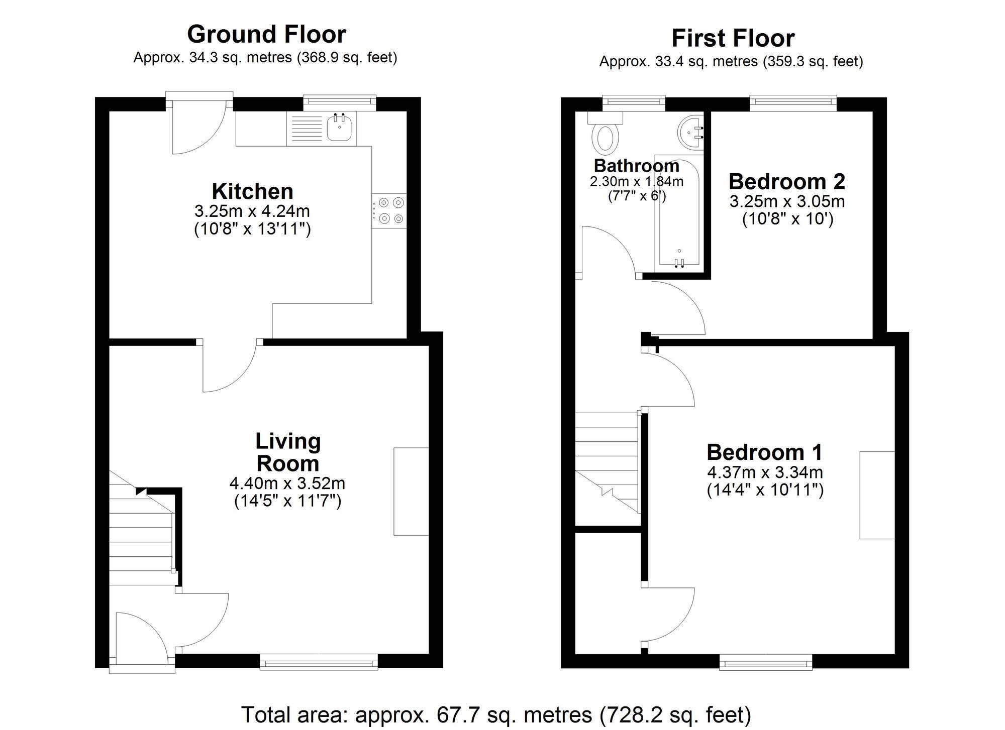 Floorplan of 2 bedroom Mid Terrace House for sale, Allen Street, Chester Le Street, Durham, DH3