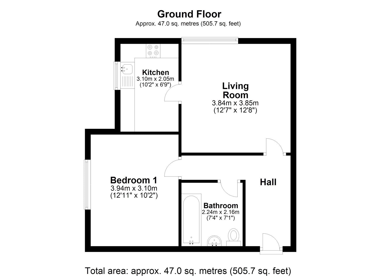 Floorplan of 1 bedroom Flat for sale, Gibbs Court, Chester Le Street, Durham, DH2