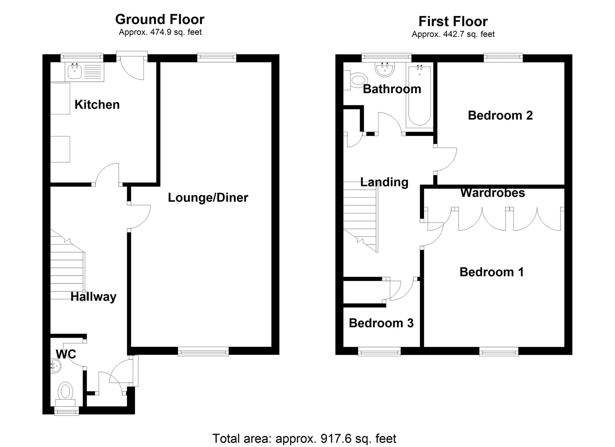 Floorplan of 3 bedroom End Terrace House for sale, Summerfield, West Pelton, Durham, DH9