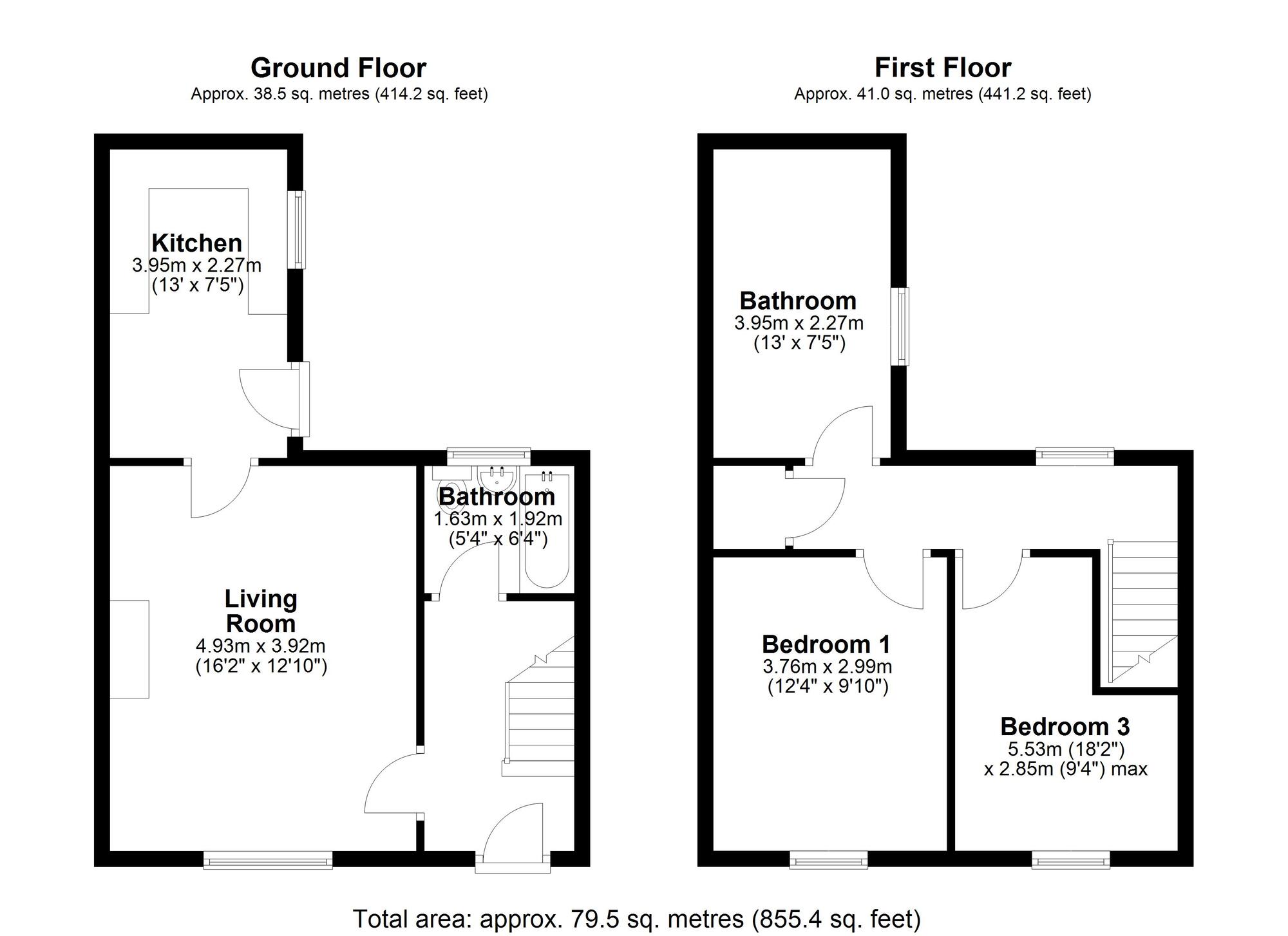 Floorplan of 2 bedroom Mid Terrace House for sale, Sydney Street, High Hold, Chester Le Street, DH2