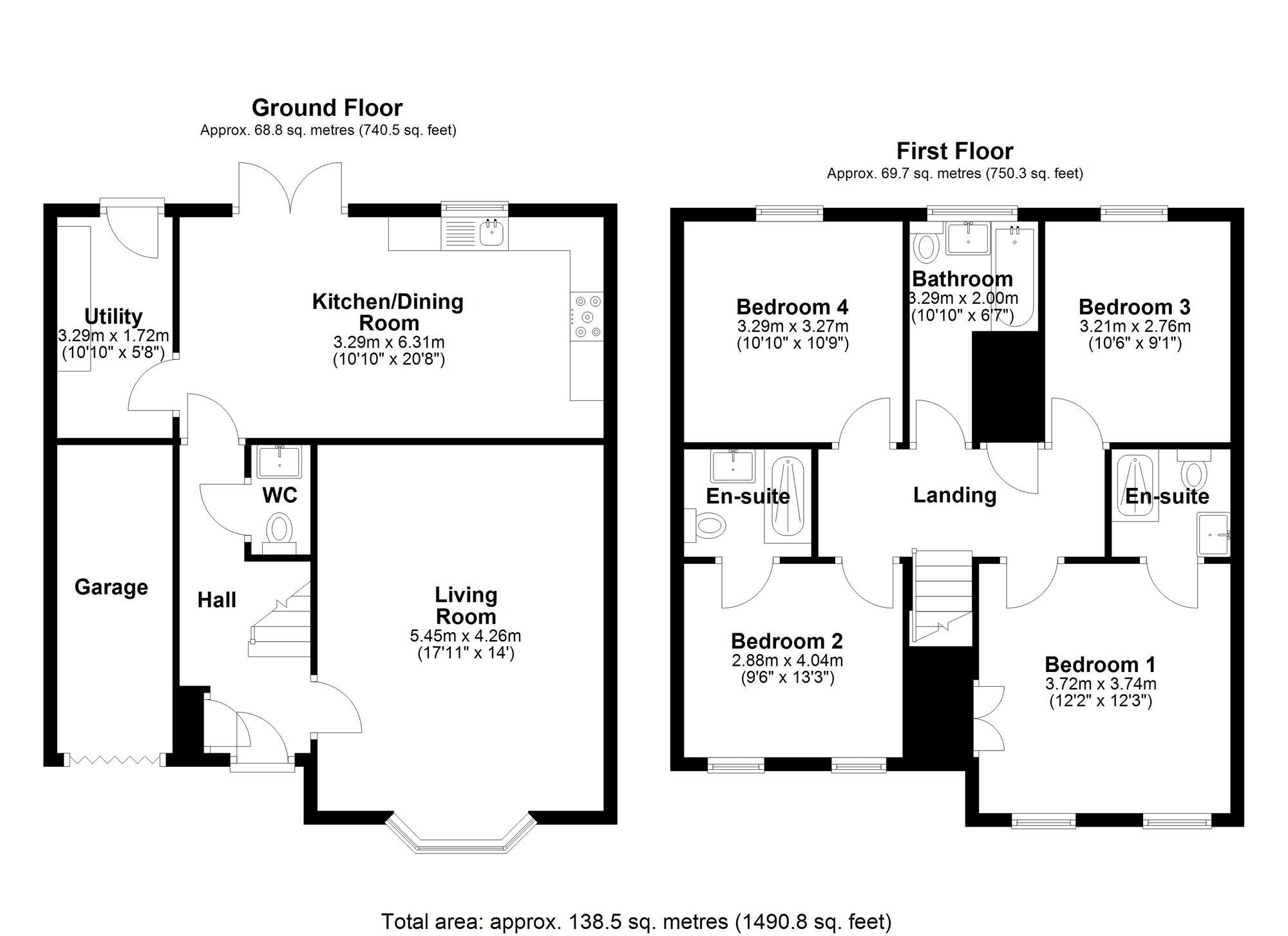 Floorplan of 4 bedroom Detached House for sale, Plantation Close, Pelton Fell, Durham, DH2