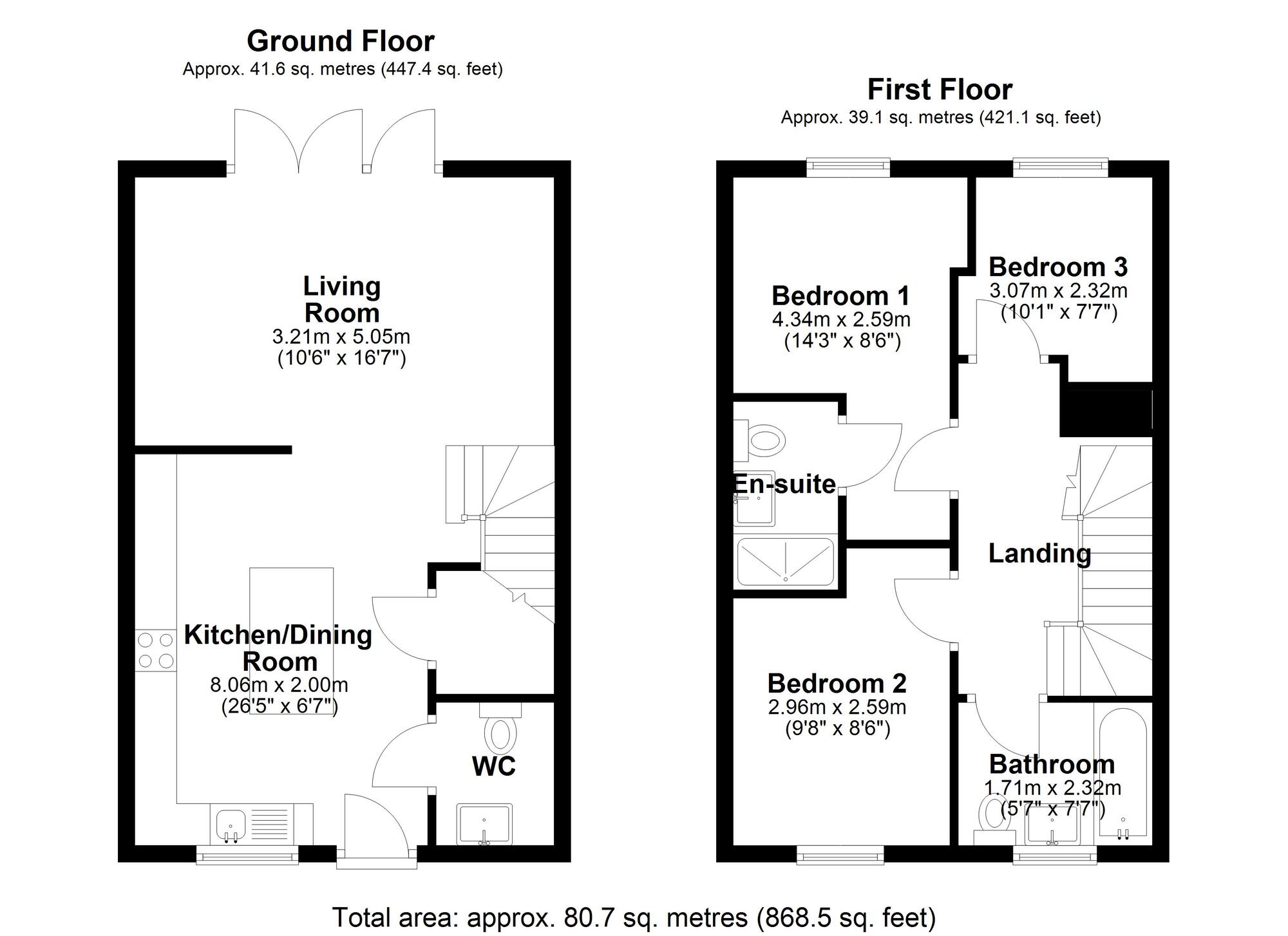 Floorplan of 3 bedroom Mid Terrace House for sale, Wythenshawe Walk, Chester Le Street, Durham, DH3