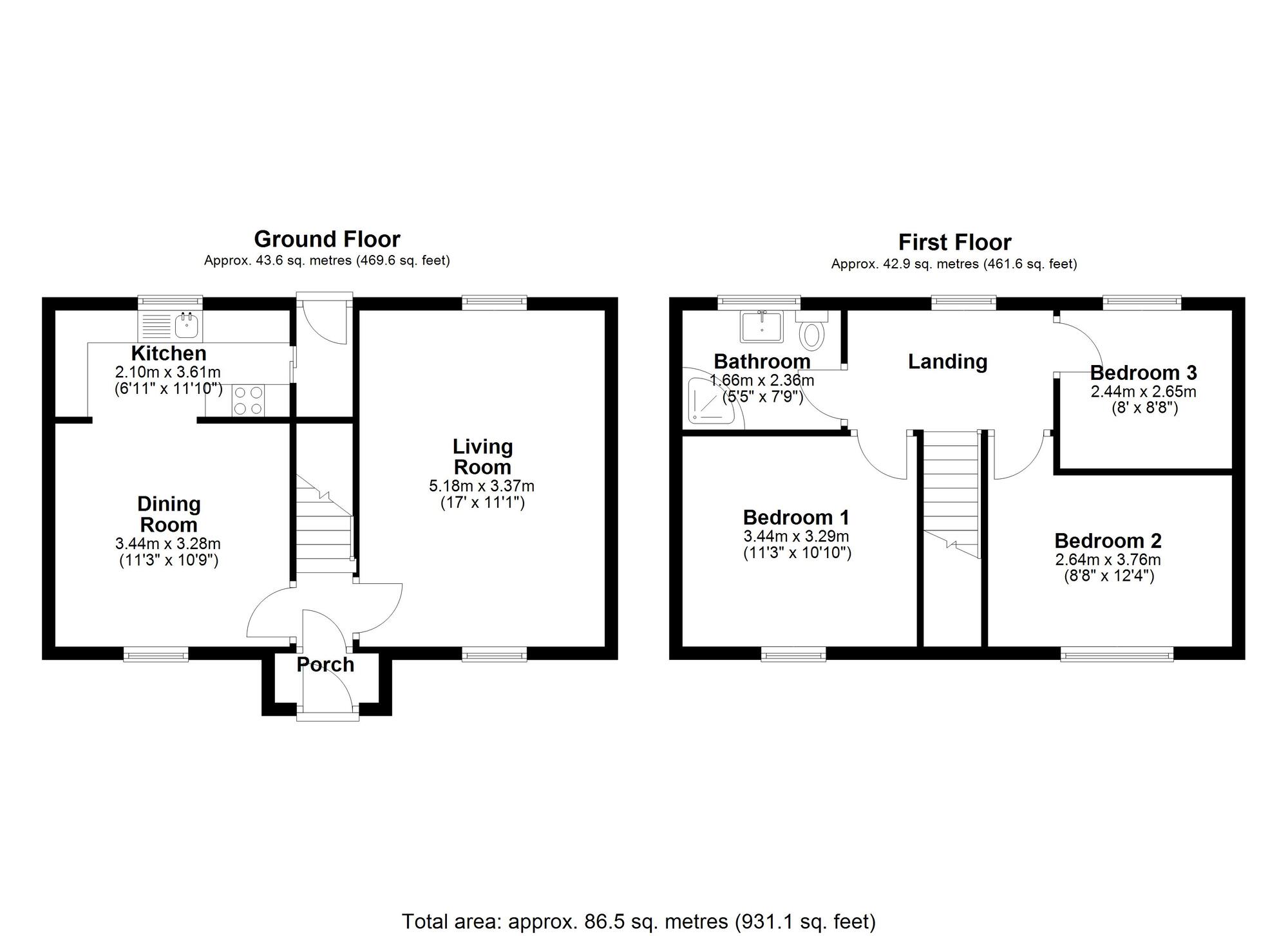 Floorplan of 3 bedroom Semi Detached House for sale, Laxford, Birtley, Tyne and Wear, DH3