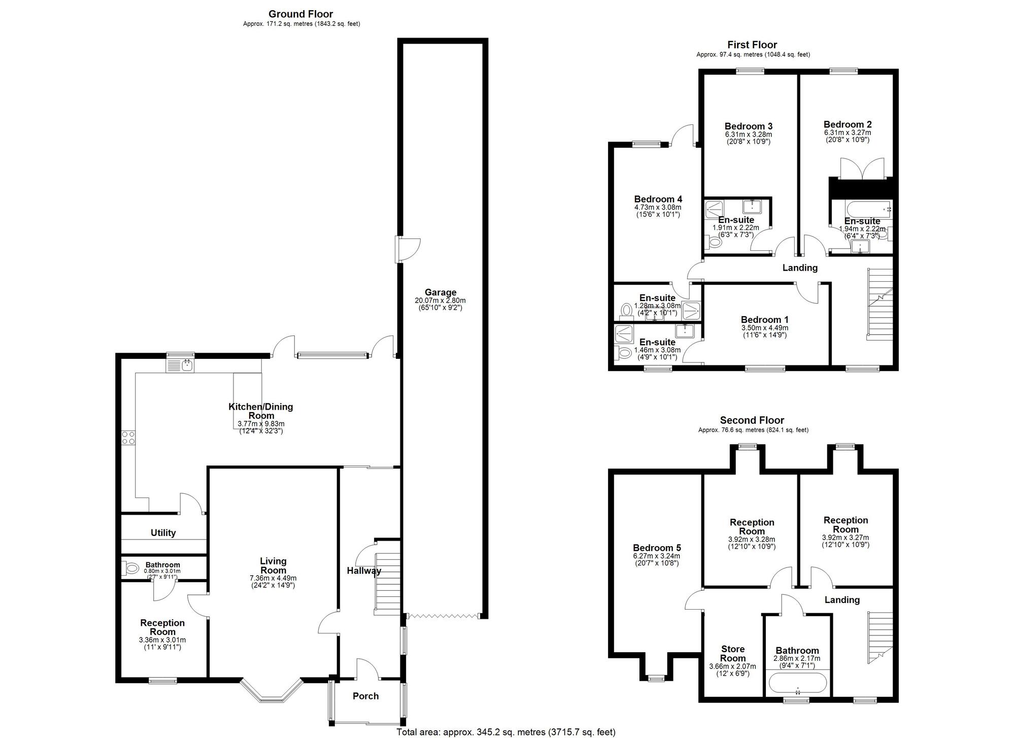 Floorplan of 5 bedroom Detached House for sale, Blind Lane, Chester Le Street, Durham, DH3