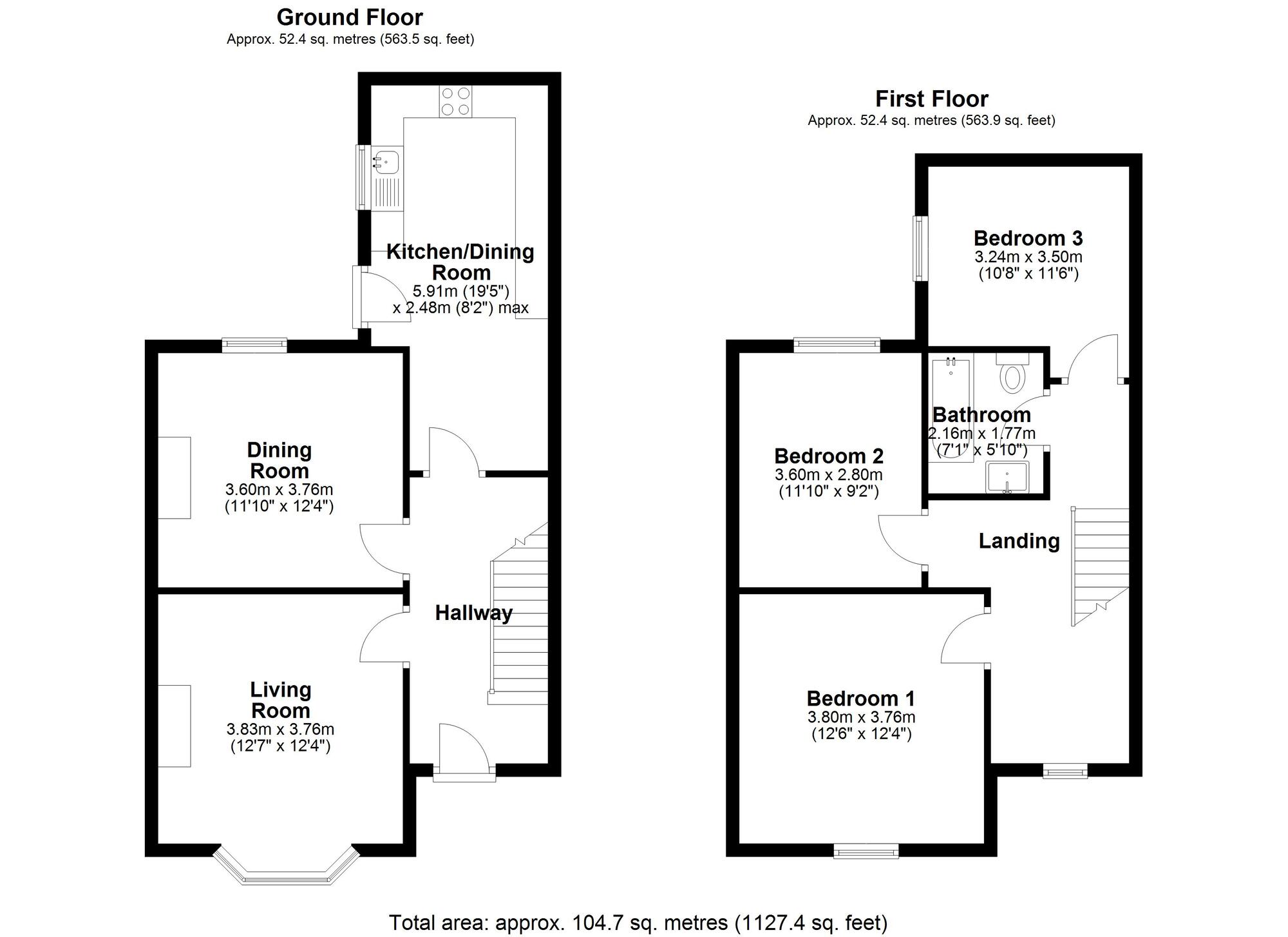 Floorplan of 3 bedroom Semi Detached House for sale, Highfield Crescent, Chester Le Street, Durham, DH3