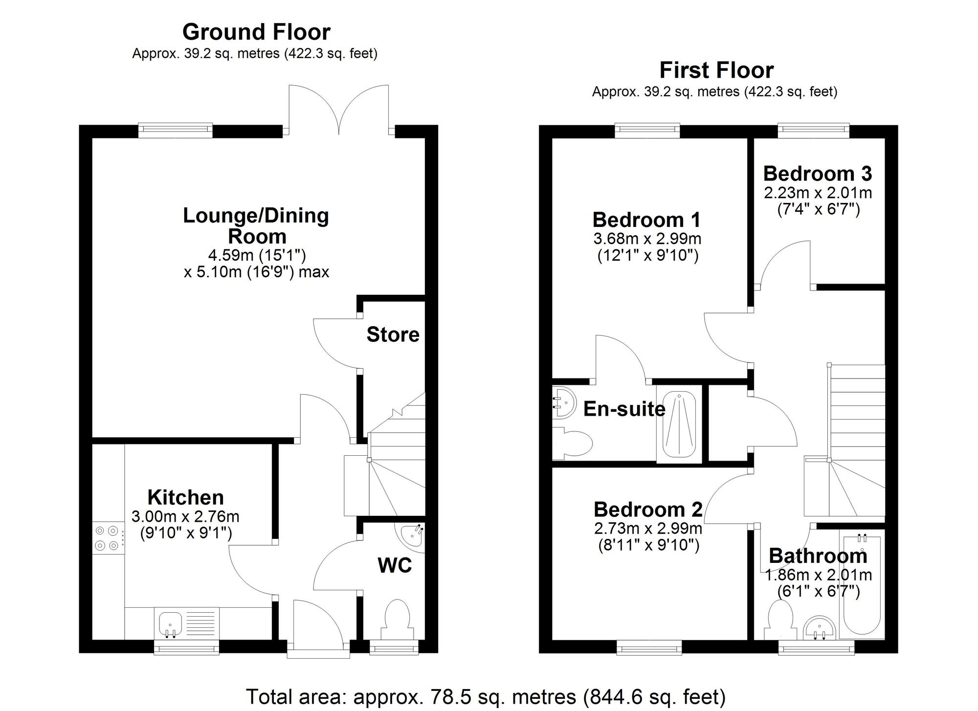 Floorplan of 3 bedroom Semi Detached House for sale, Dovecote Drive, Pelton Fell, Durham, DH2