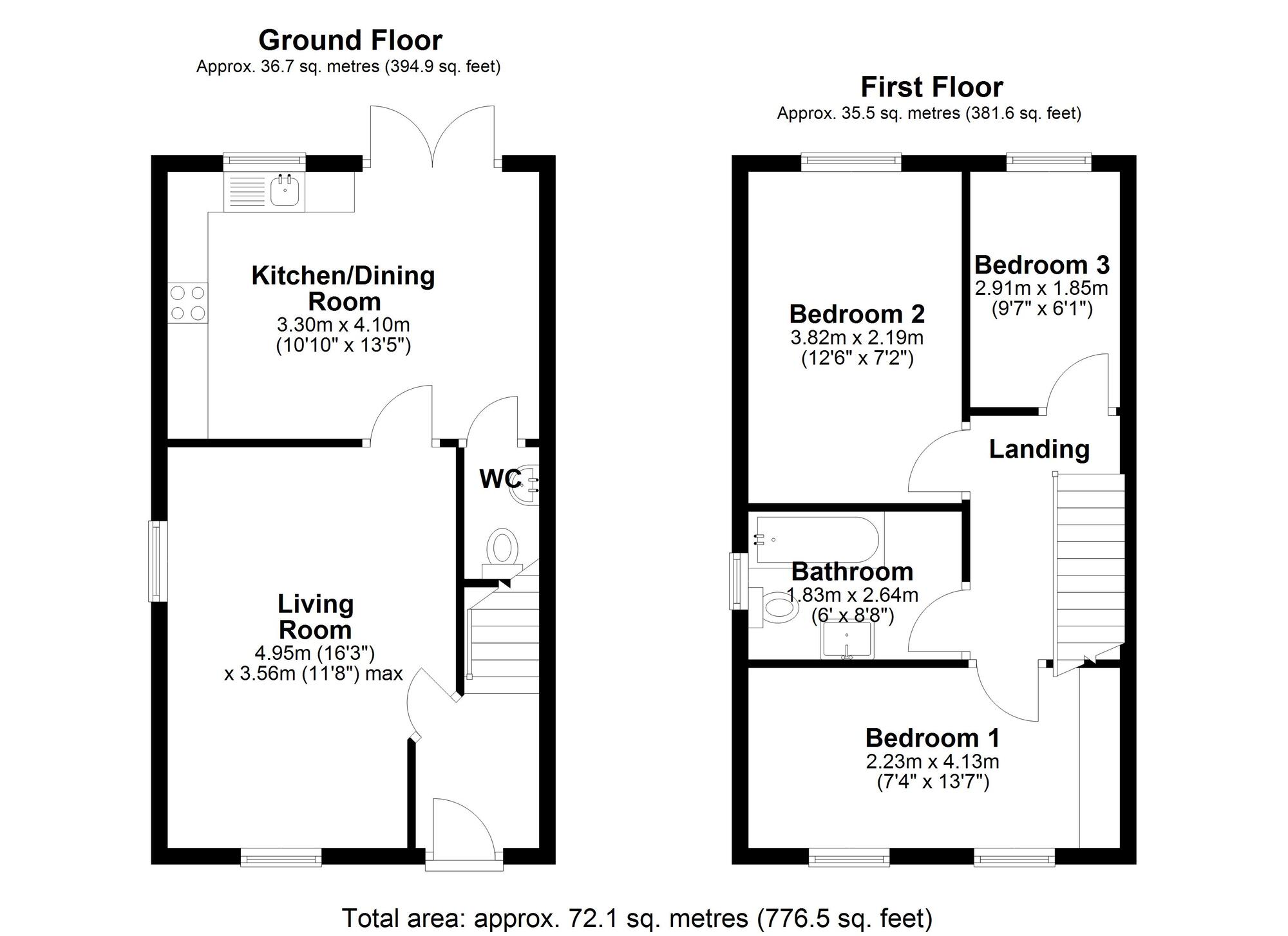 Floorplan of 3 bedroom Semi Detached House for sale, Cuthbert Park, Birtley, Tyne and Wear, DH3