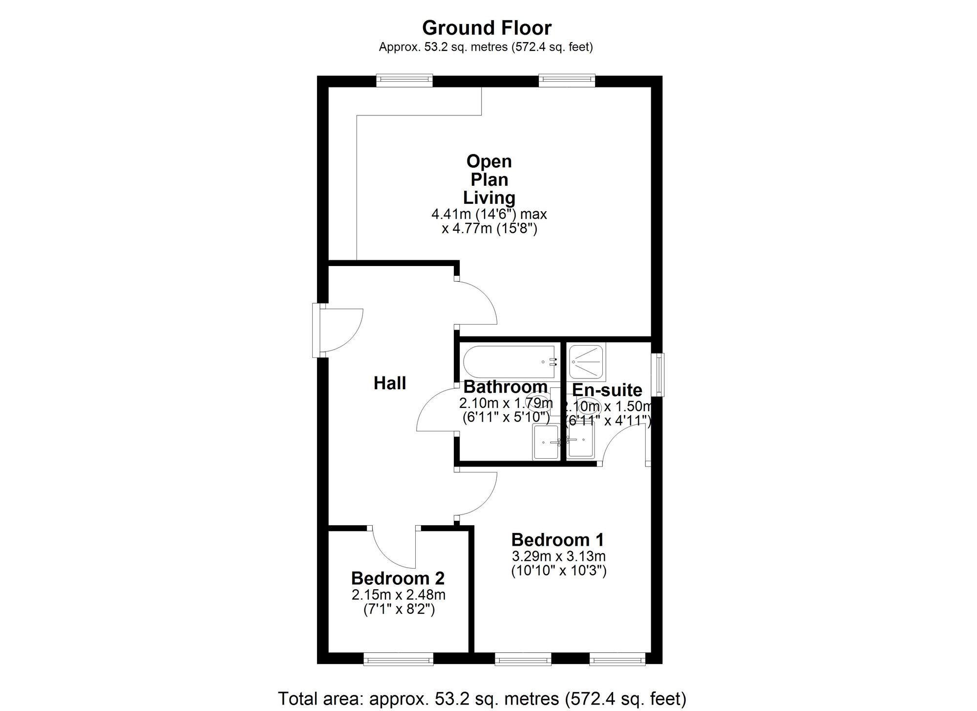Floorplan of 2 bedroom Flat to rent, Sandringham Court, Chester Le Street, Durham, DH3