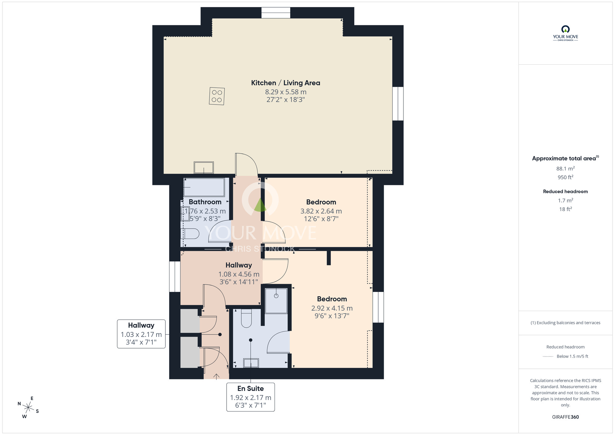 Floorplan of 2 bedroom Flat for sale, Bowes Gate Drive, Lambton Park, Durham, DH3