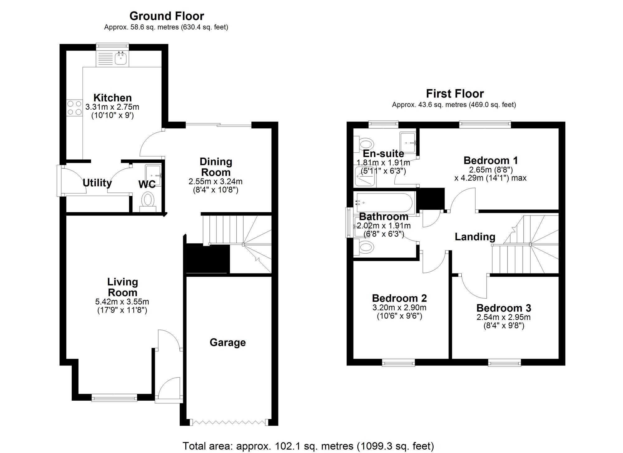 Floorplan of 3 bedroom Detached House for sale, Cong Burn View, Pelton Fell, Durham, DH2