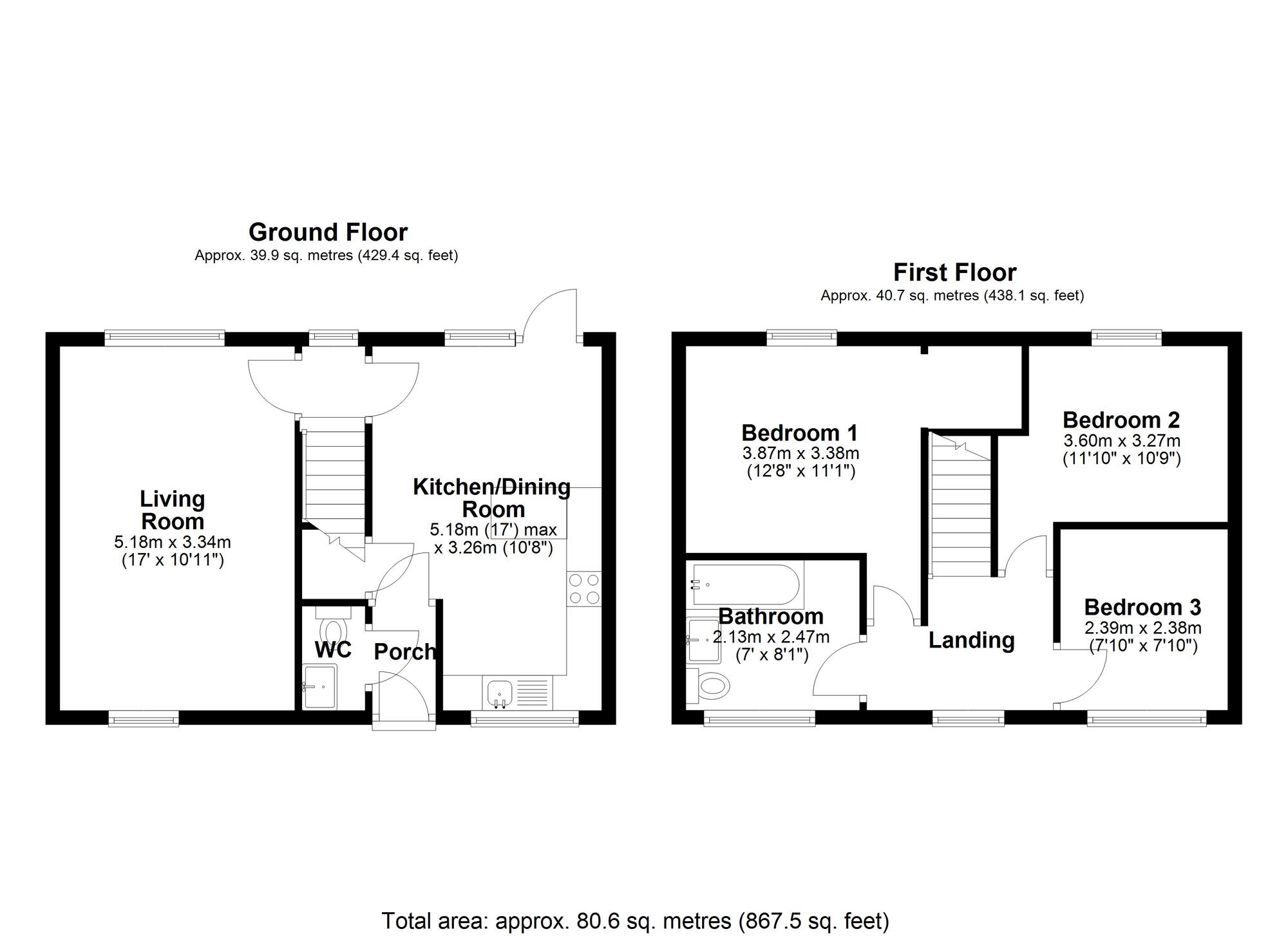 Floorplan of 3 bedroom Semi Detached House to rent, Sanders Gardens, Birtley, Tyne and Wear, DH3