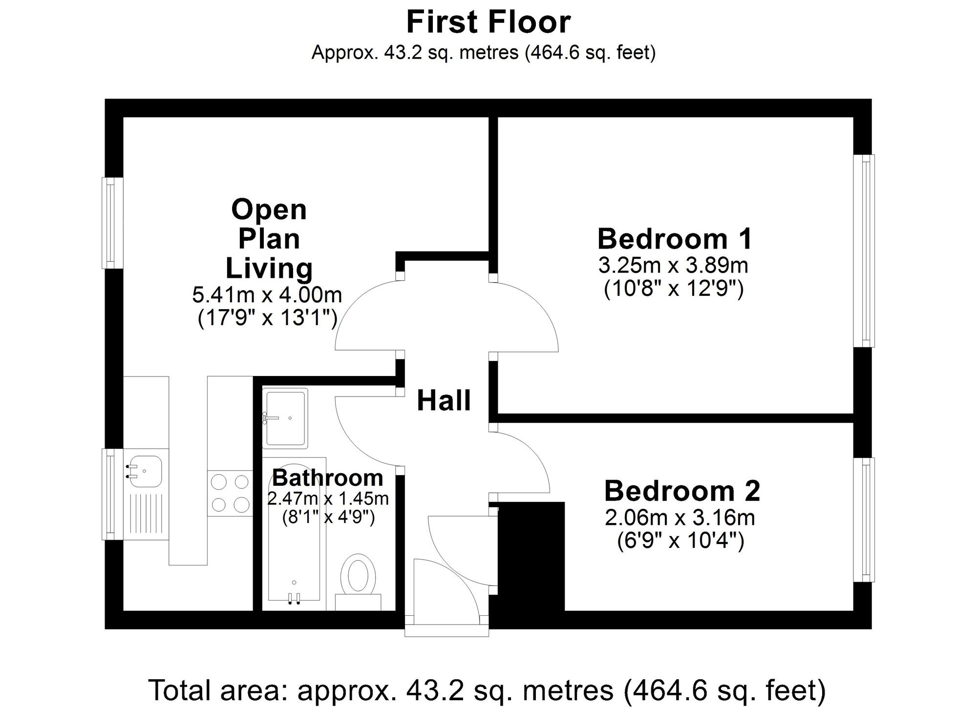 Floorplan of 2 bedroom Flat to rent, Ashwood, Chester Le Street, Durham, DH3