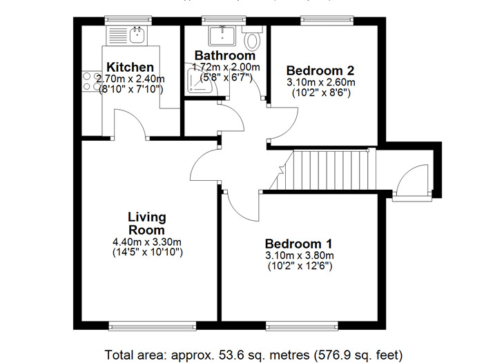 Floorplan of 2 bedroom Flat for sale, Bowmont Walk, Chester Le Street, Durham, DH2