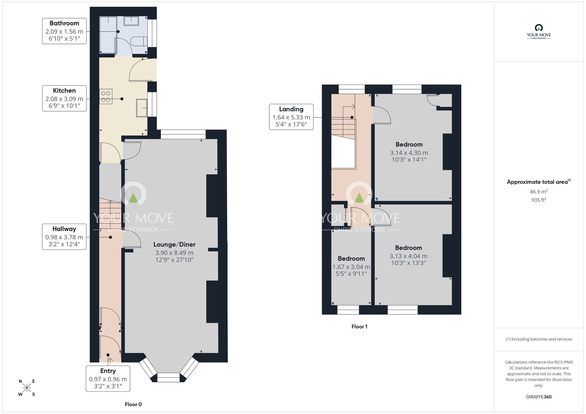 Floorplan of 3 bedroom Mid Terrace House to rent, Station Avenue North, Fencehouses, Tyne and Wear, DH4