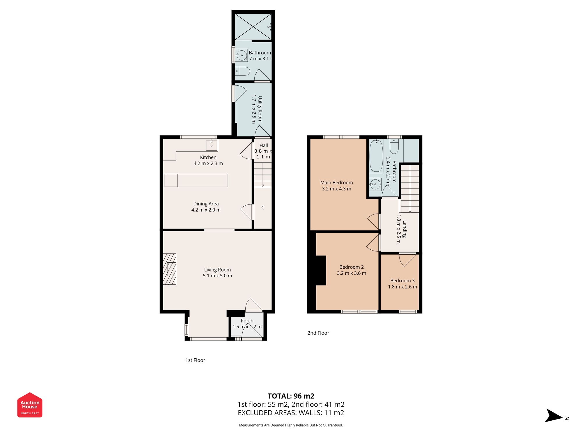 Floorplan of 3 bedroom Mid Terrace House for sale, Milbank Terrace, Station Town, Durham, TS28