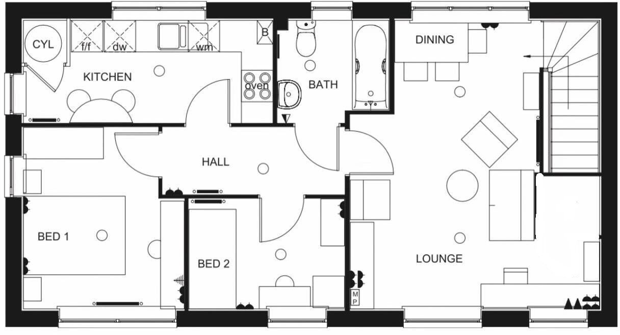 Floorplan of 2 bedroom Link Detached Flat for sale, Rushton Way, Teal Farm, Washington, NE38