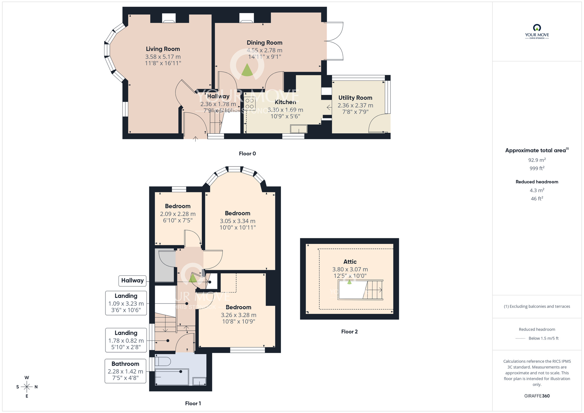 Floorplan of 3 bedroom Semi Detached House for sale, Hadrian Avenue, Chester Le Street, Durham, DH3