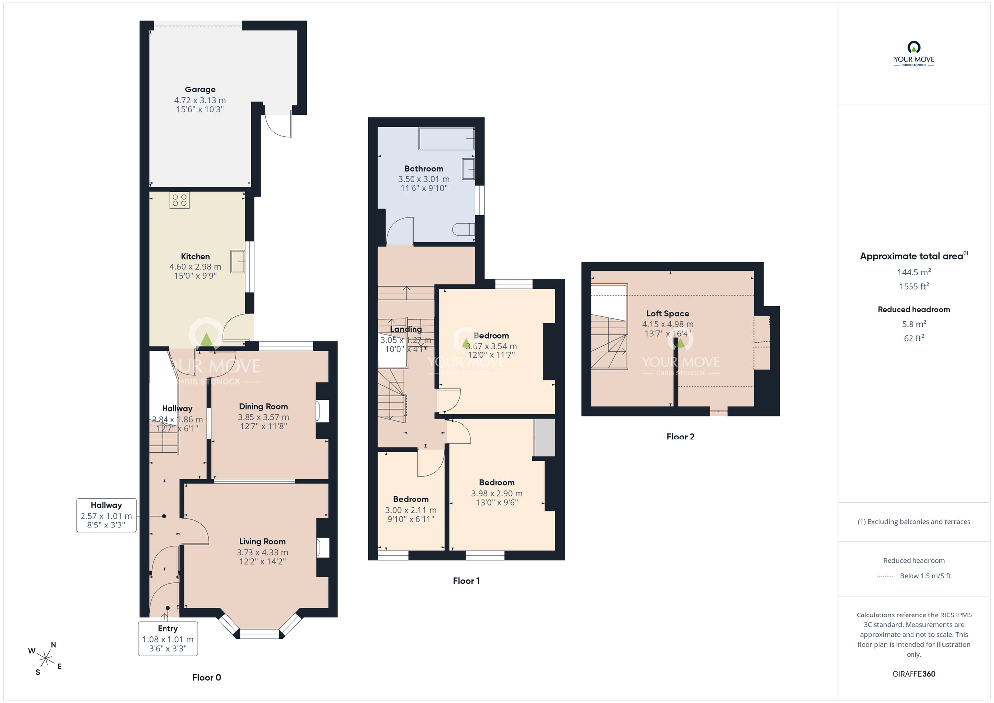 Floorplan of 3 bedroom Mid Terrace House for sale, Clifford Terrace, Chester Le Street, Durham, DH3