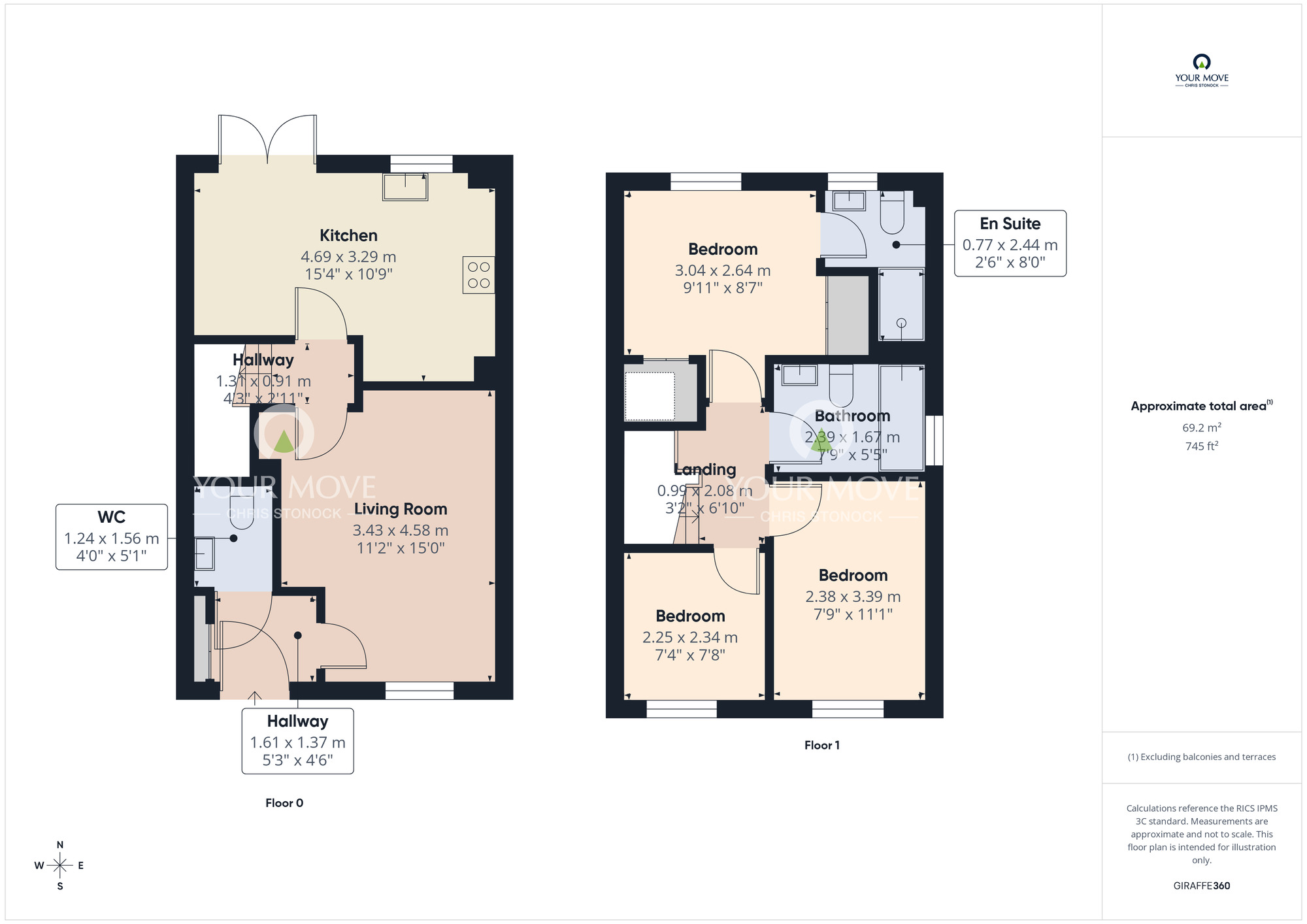 Floorplan of 3 bedroom Semi Detached House for sale, Healeyfield, Lambton Park, Durham, DH3