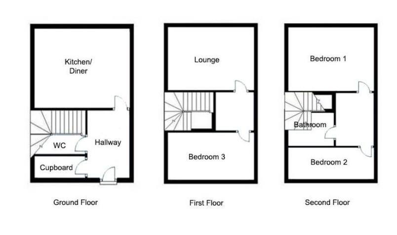 Floorplan of 3 bedroom Mid Terrace House for sale, Witton Court, Washington, Tyne and Wear, NE38