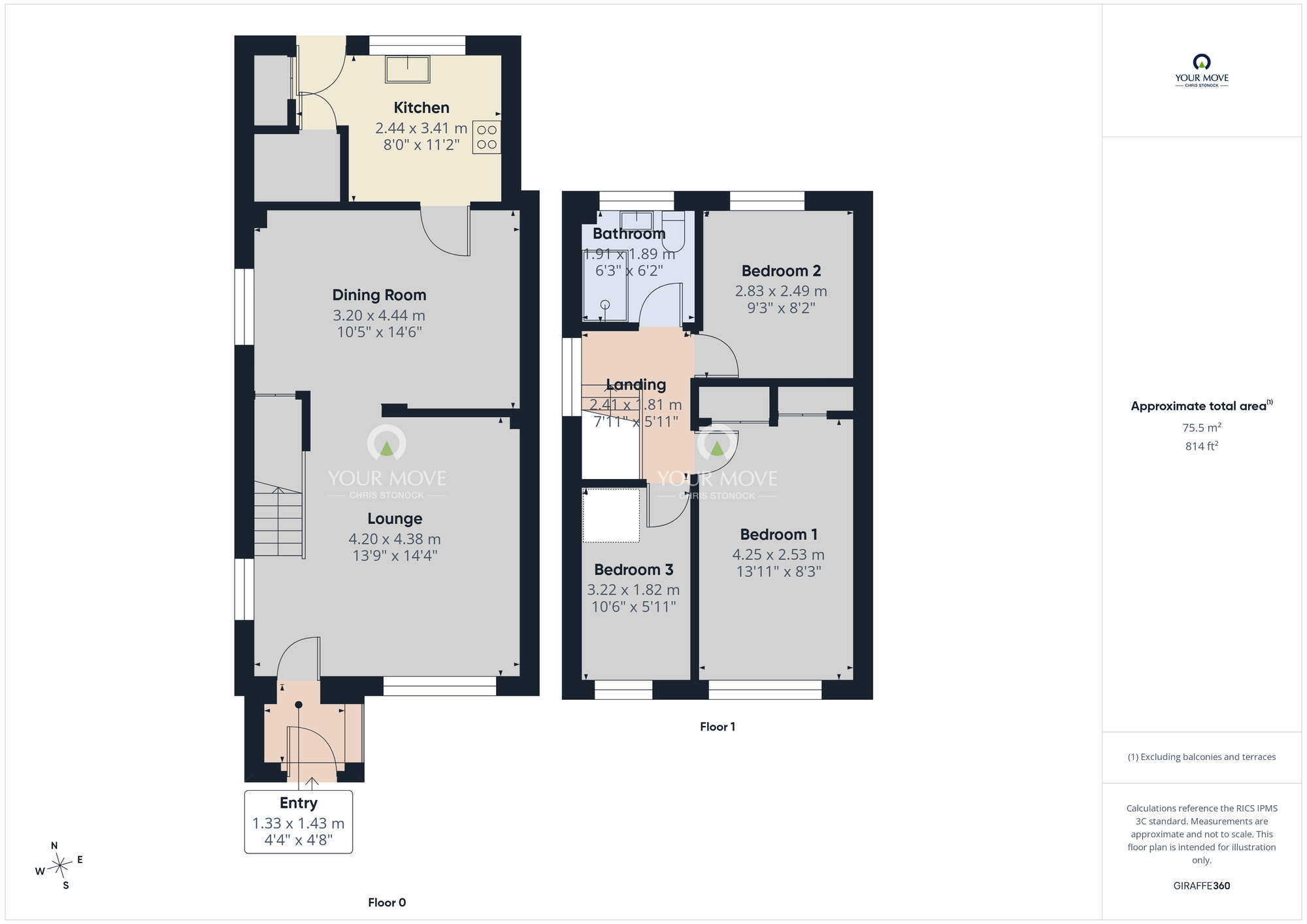 Floorplan of 3 bedroom Semi Detached House for sale, Chipchase, Oxclose, Washington, NE38