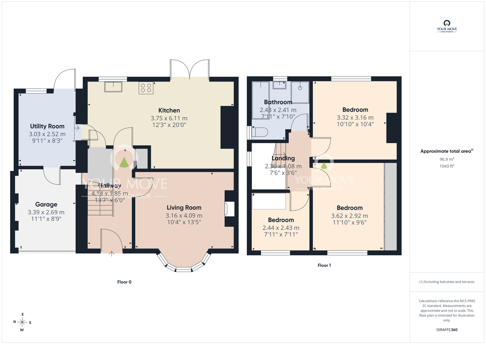 Floorplan of 3 bedroom Semi Detached House for sale, Lyndhurst Avenue, Chester Le Street, Durham, DH3