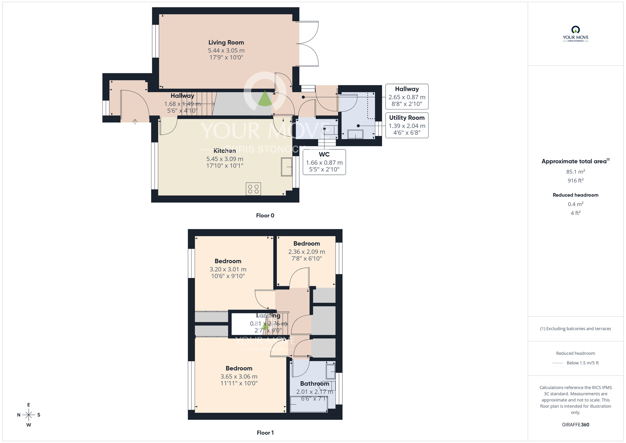 Floorplan of 3 bedroom End Terrace House for sale, Wynyard, Chester le Street, County Durham, DH2