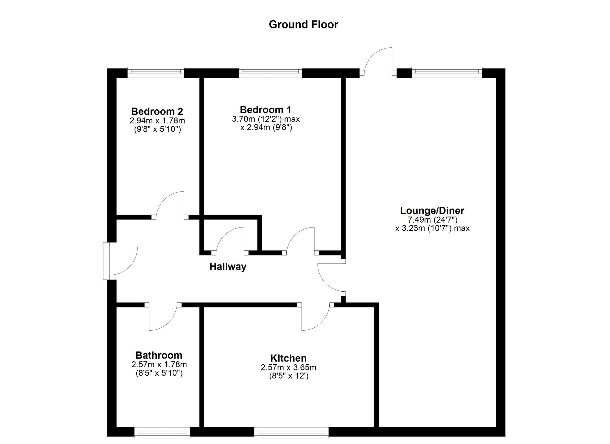 Floorplan of 2 bedroom Flat to rent, Alnwick Court, Washington, Tyne and Wear, NE38