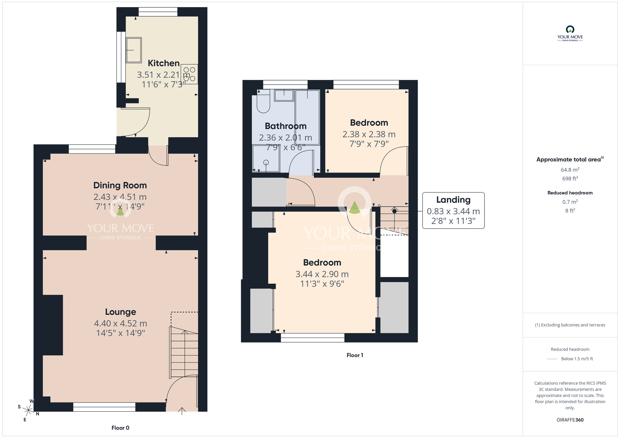 Floorplan of 2 bedroom Mid Terrace House for sale, Pine Street, Grange Villa, Durham, DH2