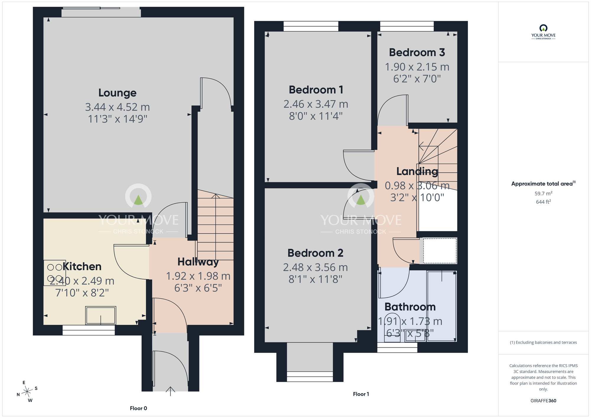Floorplan of 3 bedroom Semi Detached House for sale, Simonburn, Oxclose, Washington, NE38