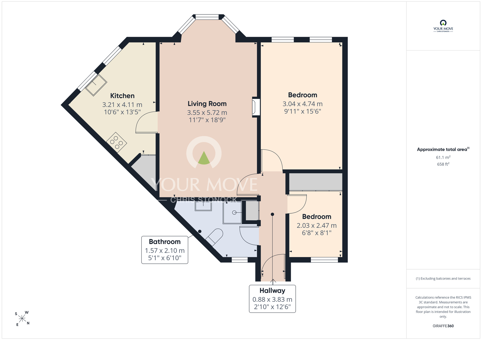 Floorplan of 2 bedroom Mid Terrace Bungalow for sale, The Orchard, Picktree Lane, Durham, DH3