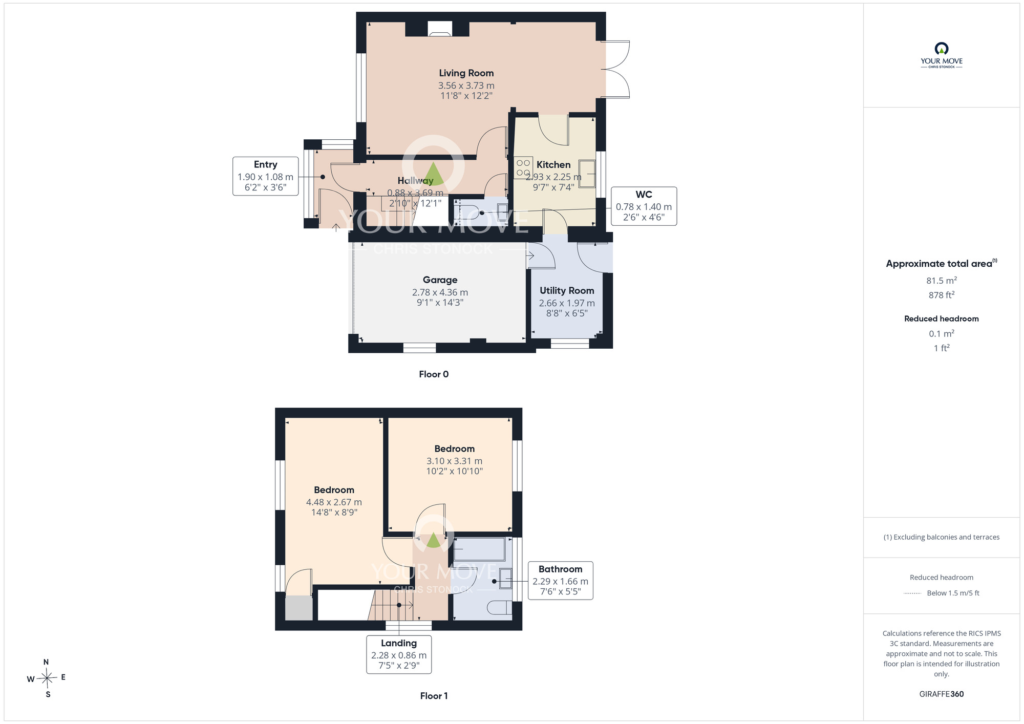 Floorplan of 2 bedroom Semi Detached House for sale, Riding Hill, Great Lumley, Durham, DH3