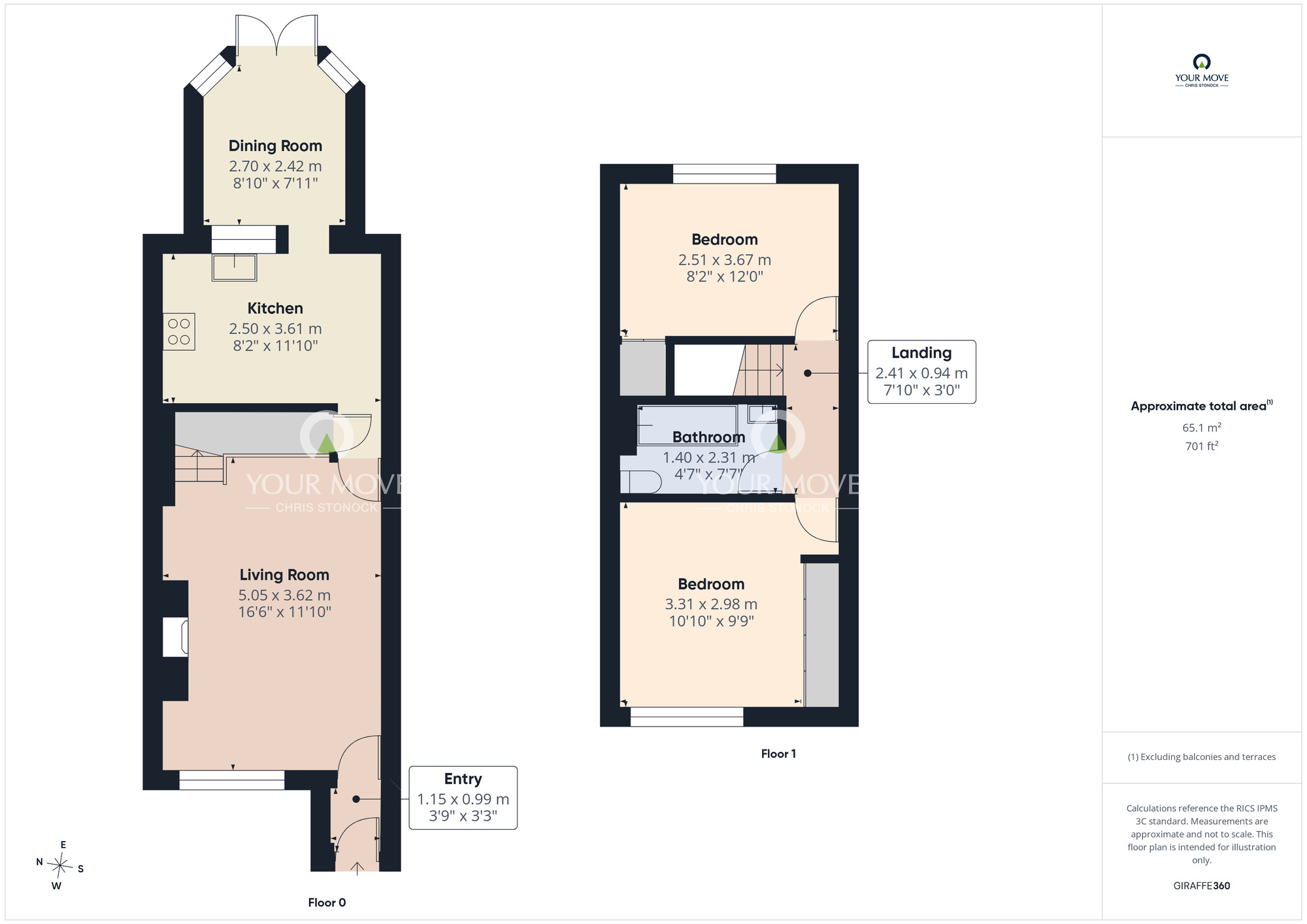 Floorplan of 2 bedroom Mid Terrace House for sale, Thorntons Close, Pelton, Durham, DH2