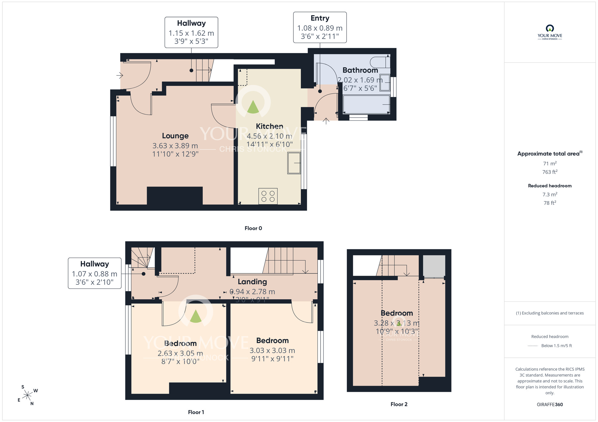 Floorplan of 3 bedroom Mid Terrace House for sale, Ruskin Avenue, Pelton Fell, Durham, DH2