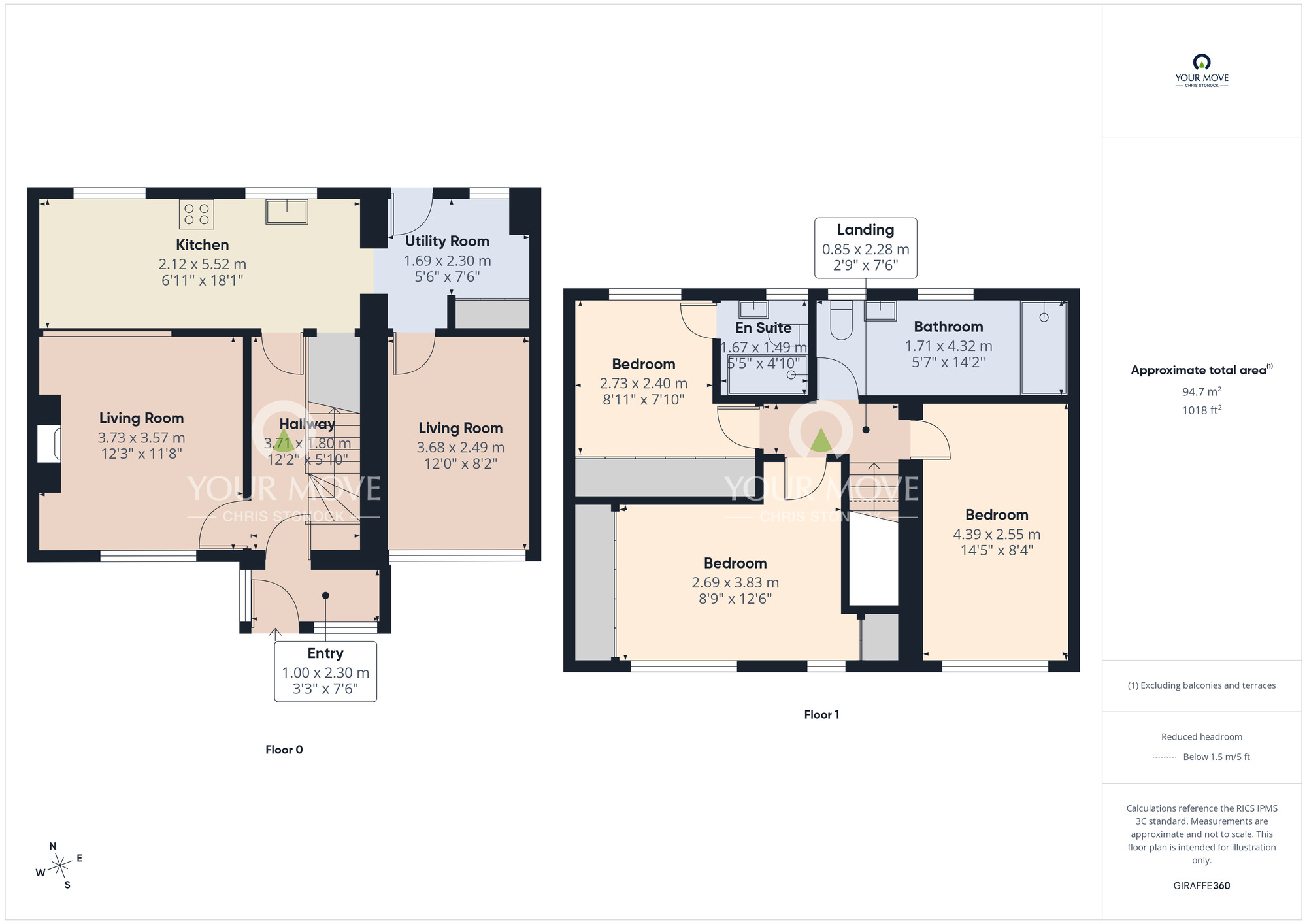 Floorplan of 3 bedroom Semi Detached House for sale, Riding Hill, Great Lumley, Durham, DH3