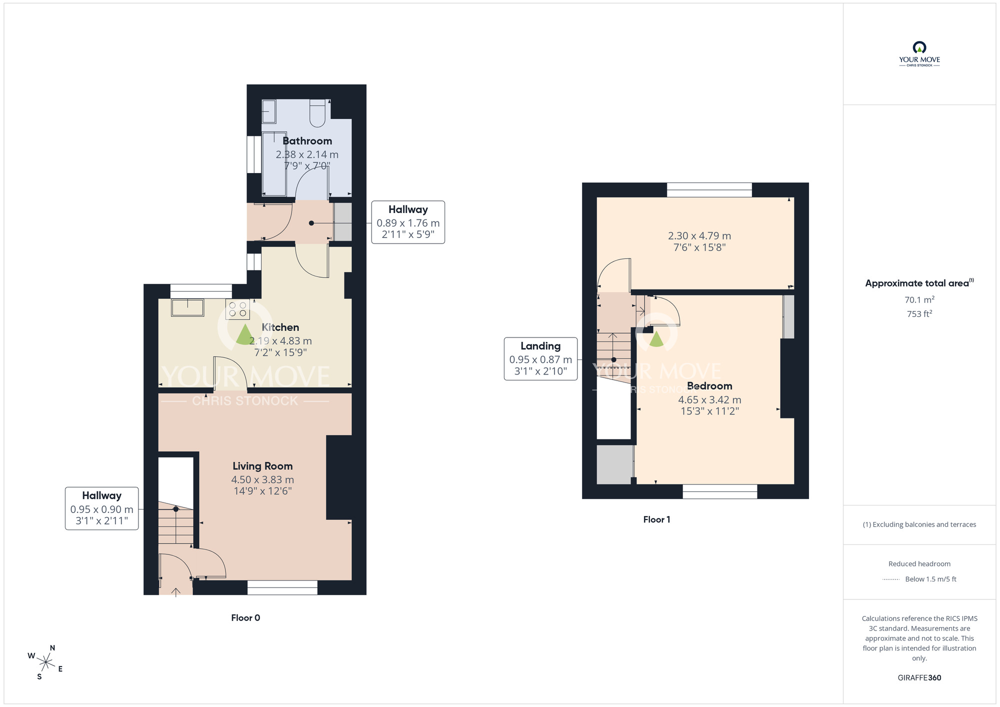Floorplan of 2 bedroom Mid Terrace House for sale, Wheldon Terrace, Pelton, Durham, DH2