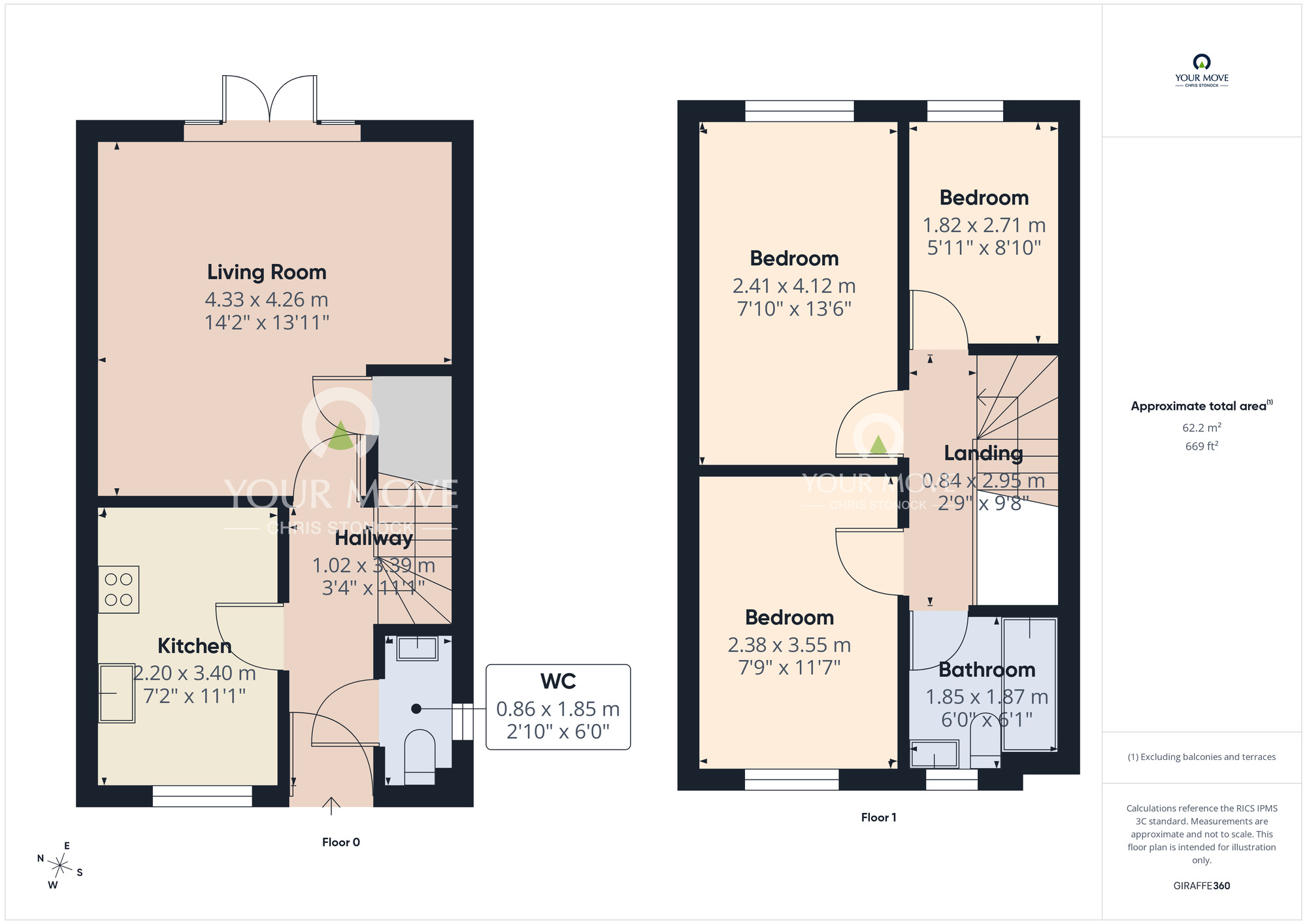 Floorplan of 3 bedroom Semi Detached House for sale, Plantation Close, Pelton Fell, Durham, DH2