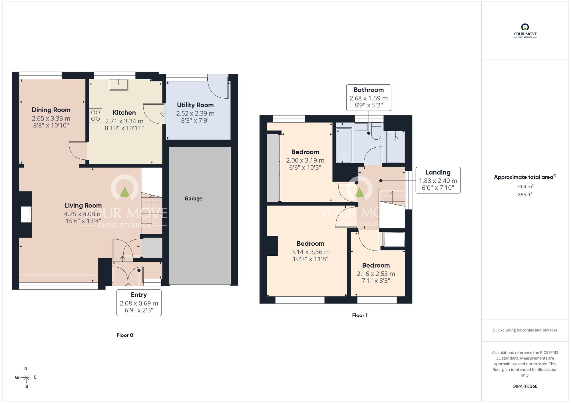 Floorplan of 3 bedroom Semi Detached House for sale, Glenluce, Birtley, Tyne and Wear, DH3