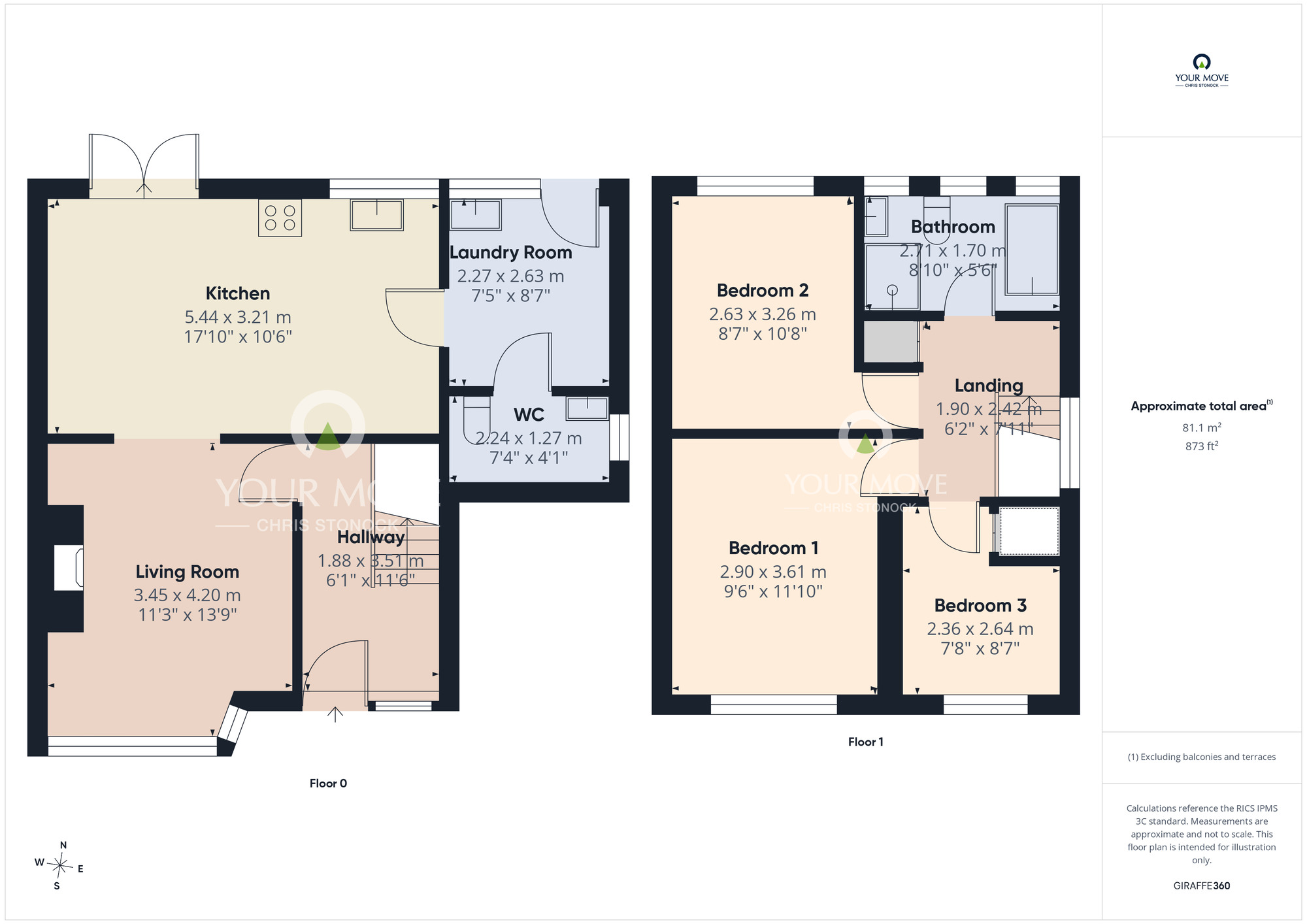 Floorplan of 3 bedroom Semi Detached House for sale, Manor Park, Washington, Tyne and Wear, NE37