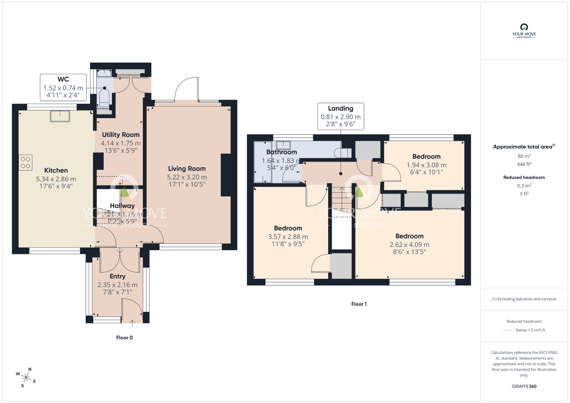 Floorplan of 3 bedroom End Terrace House for sale, Arnold Close, Stanley, Durham, DH9